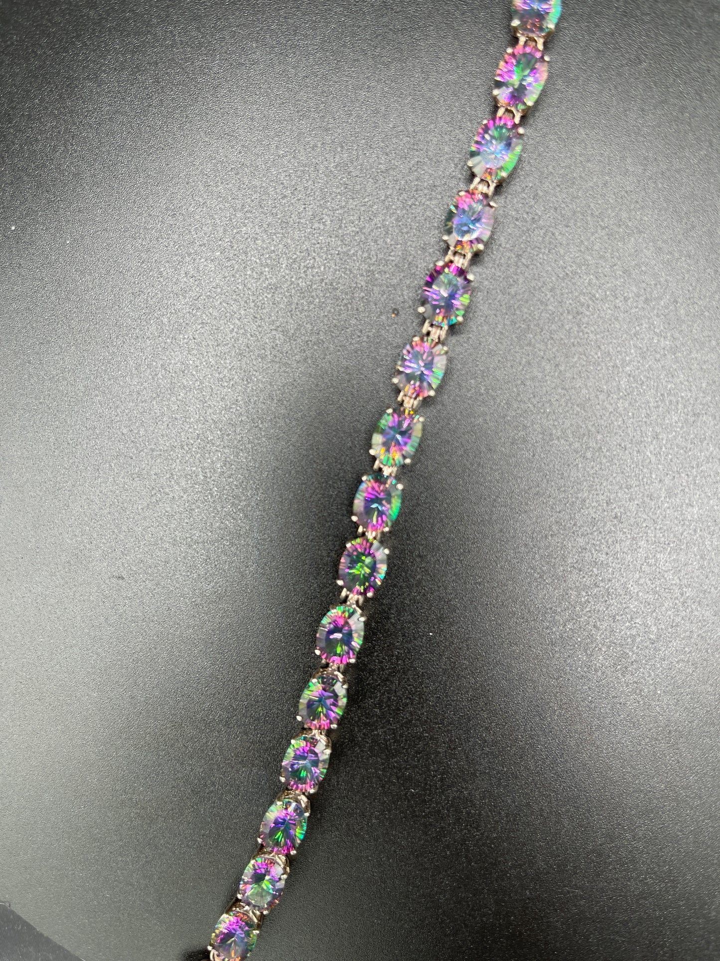 40 Carat Mystic Topaz Laser Cut Sterling Silver Bracelet