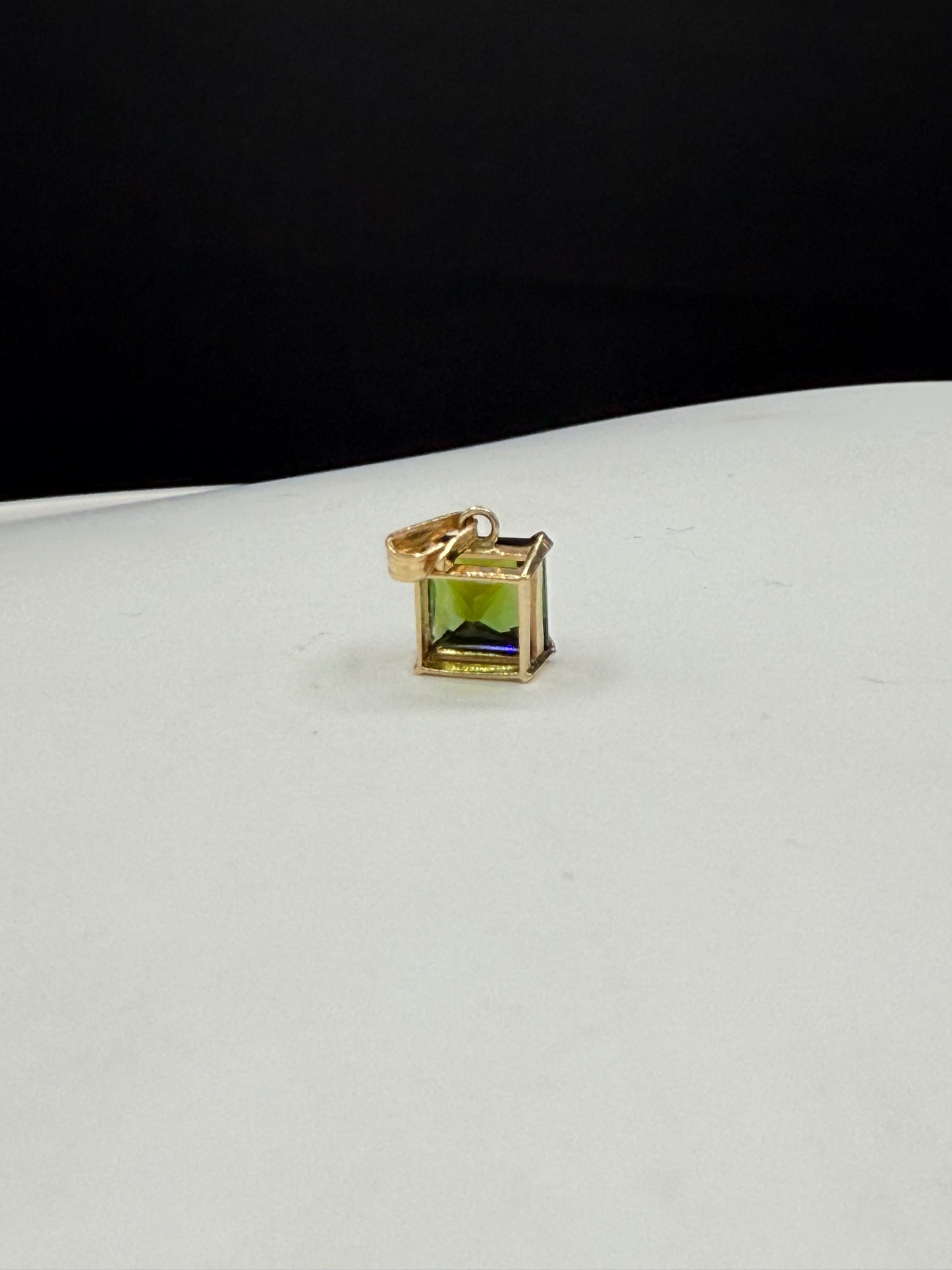1.62ct Natural Deep Green Tourmaline 14K Gold Pendant