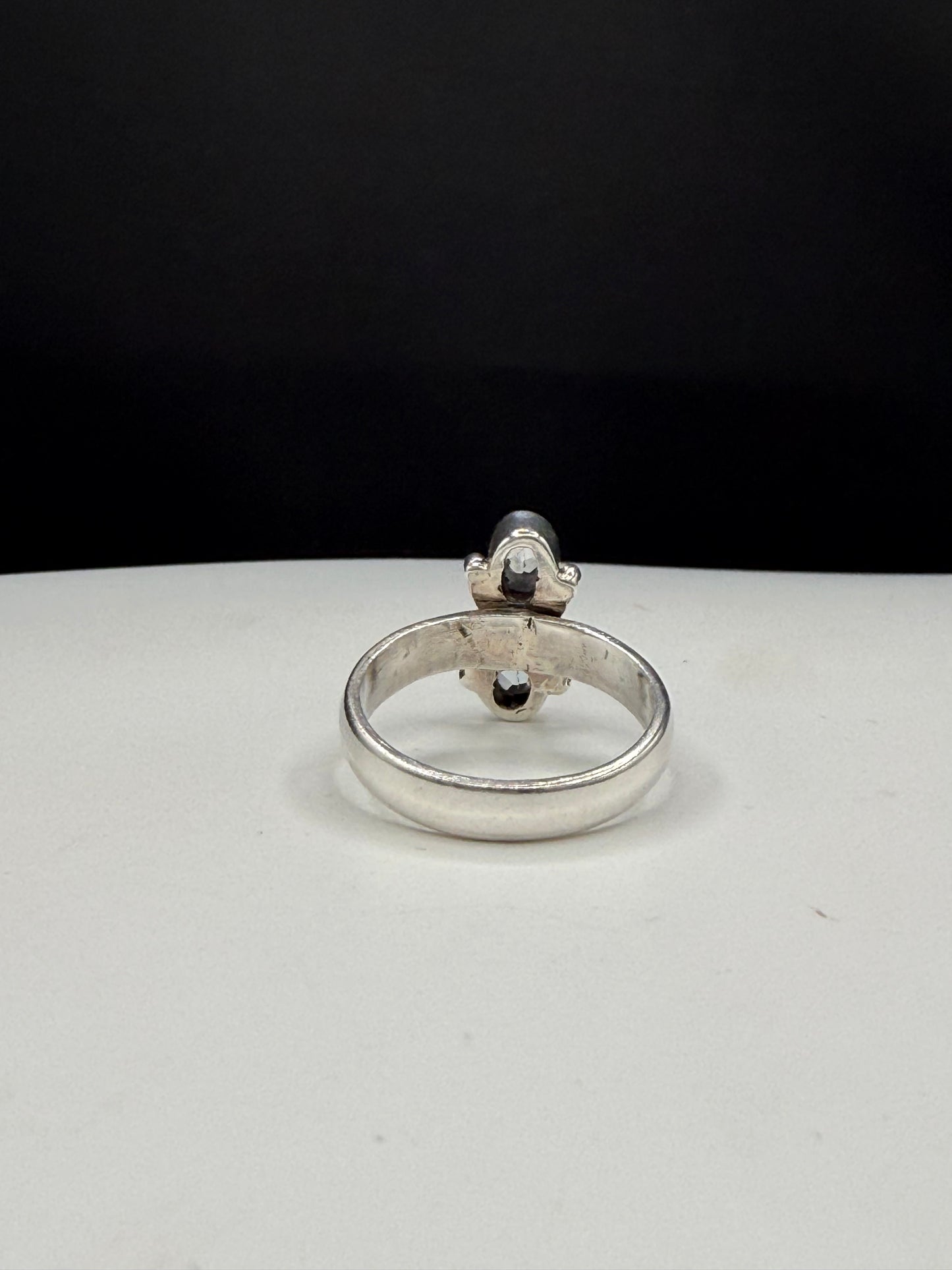 Vintage Natural Blue Topaz 2-Stone Sterling Silver Bypass Statement Ring | Size 7.25