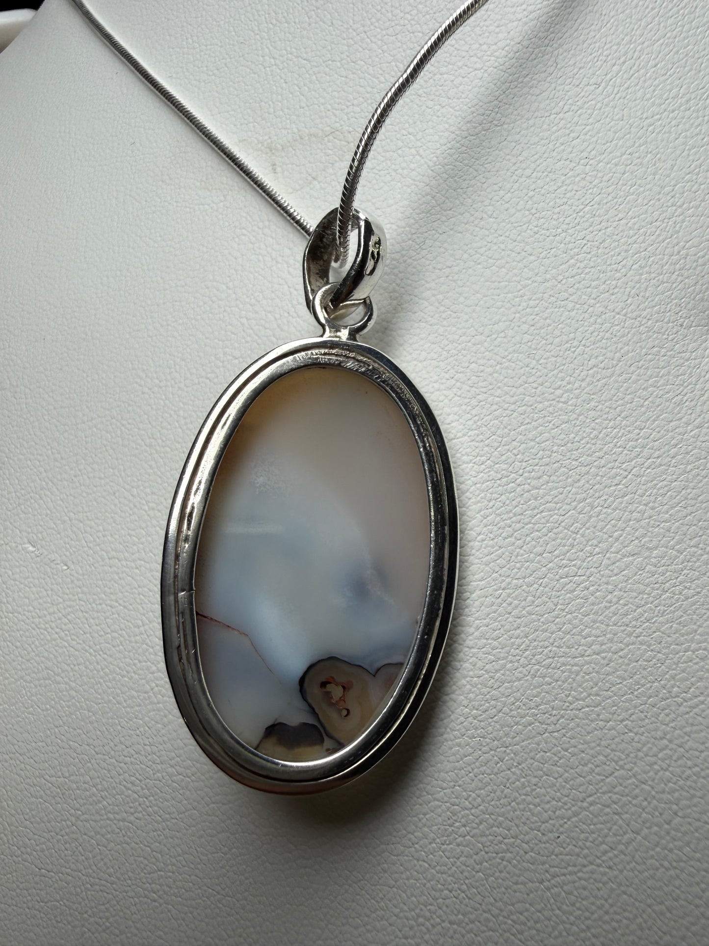 Natural Dendritic Quartz Picture Sterling Silver Pendant & Chain | 18.5 Inches