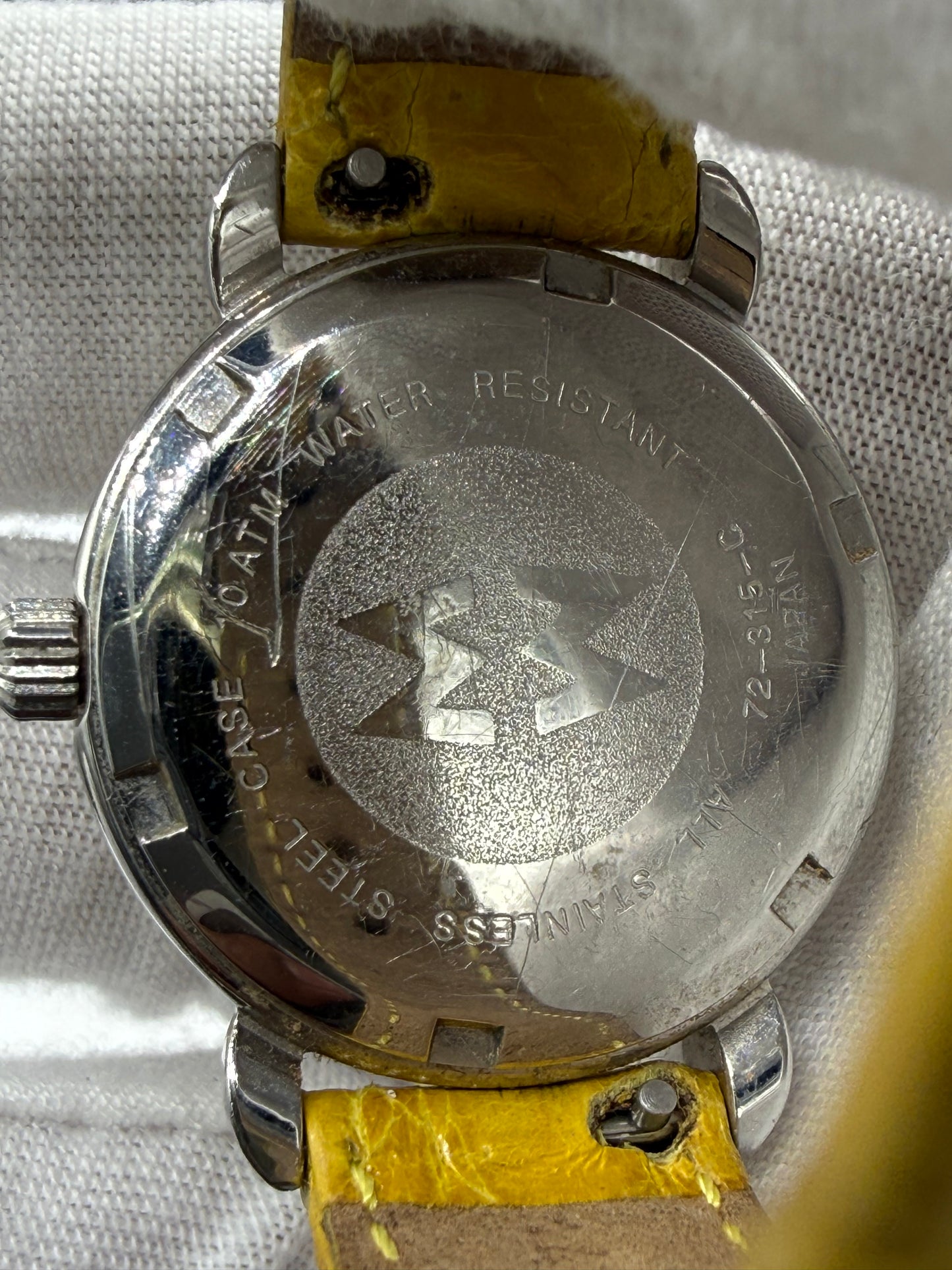 Michele Vintage Yellow Grid Dial Genuine Leather Strap Watch | 28 MM | Quartz | Ref 72-315-G | New Battery