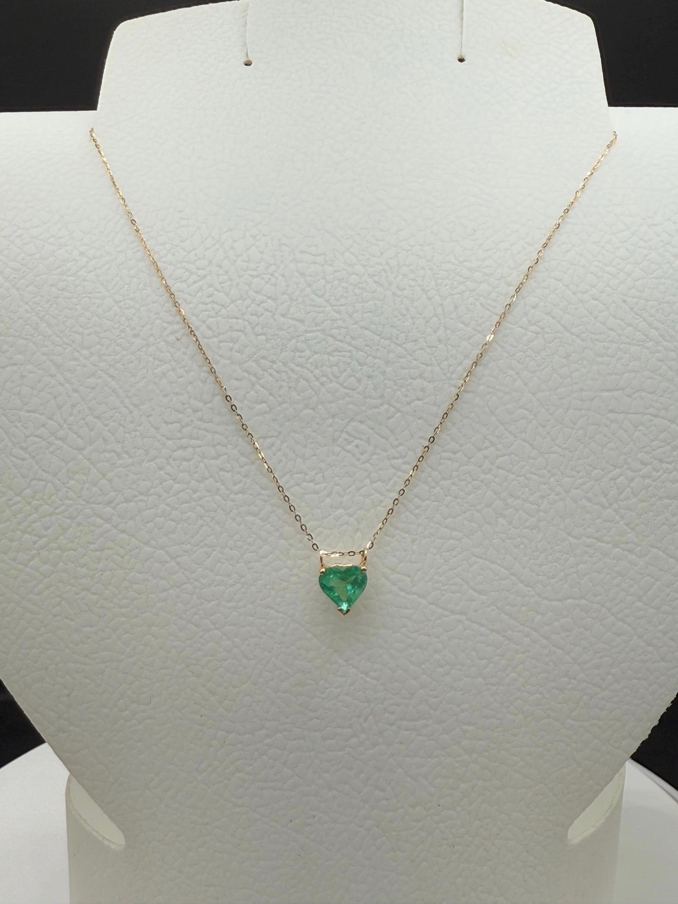Natural Emerald Heart Pendant Necklace 14k Yellow Gold | 2.00 Carats | 17.75" Delicate Chain