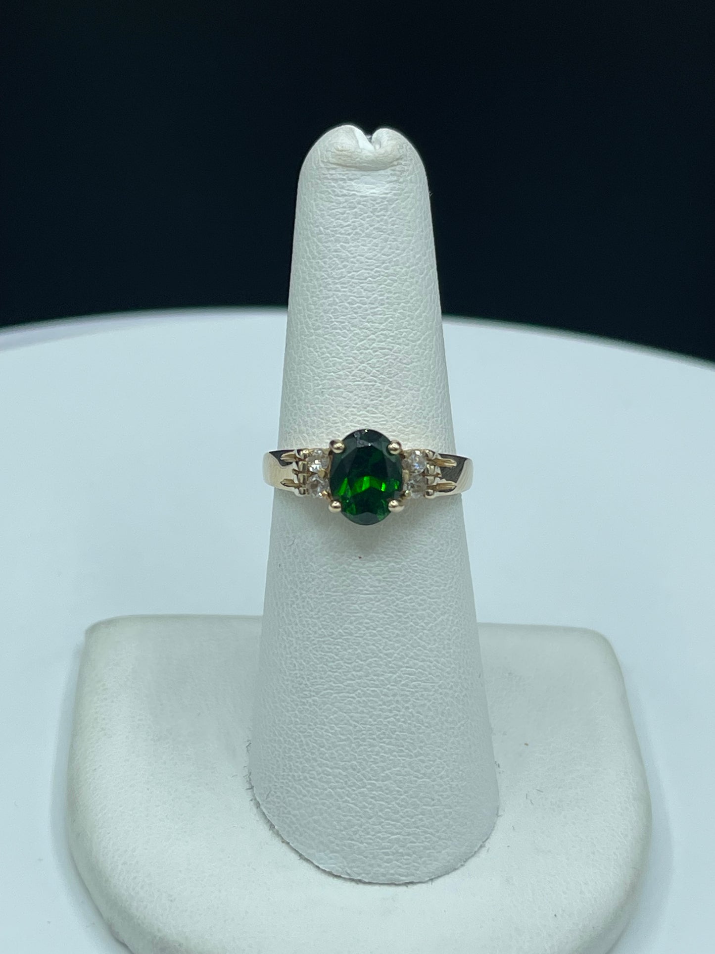 2.30 Carat Natural Chrome Diopside & Diamond 14k Yellow Gold Ring (Size 6.25)