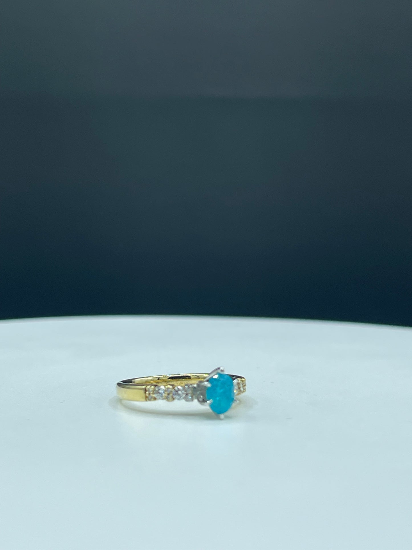GIA Certified Natural Brazilian Paraiba Tourmaline & Diamond 14k Yellow Gold Ring (Size 7) | Vintage Ring