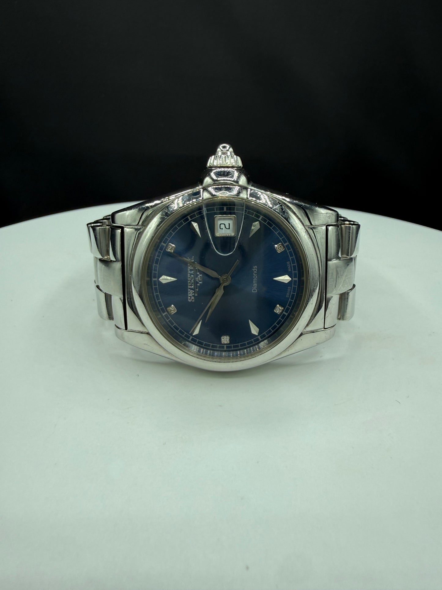 Swisstek Diamond Dial Automatic Blue Sunburst Watch | 36 MM | Steel | Box & Papers | Ref SK12605G