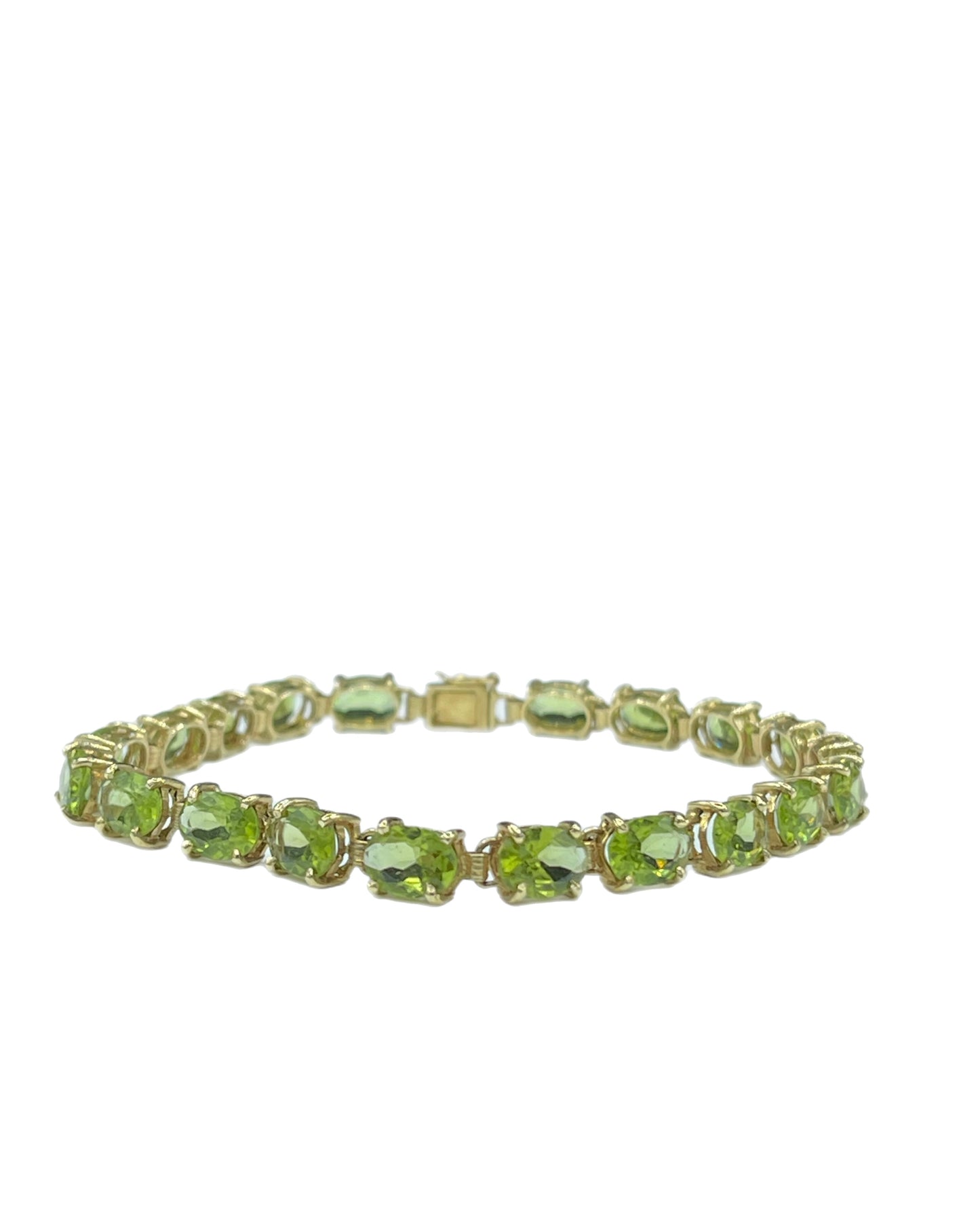 Natural Peridot 14k Yellow Gold Tennis Bracelet
