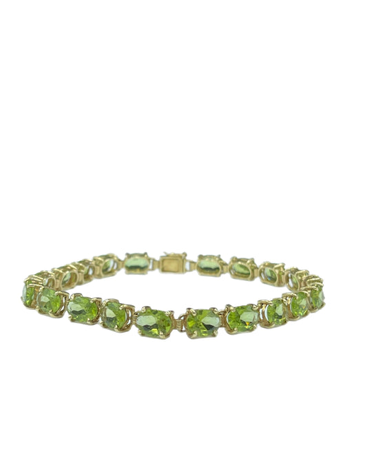 Natural Peridot 14k Yellow Gold Tennis Bracelet