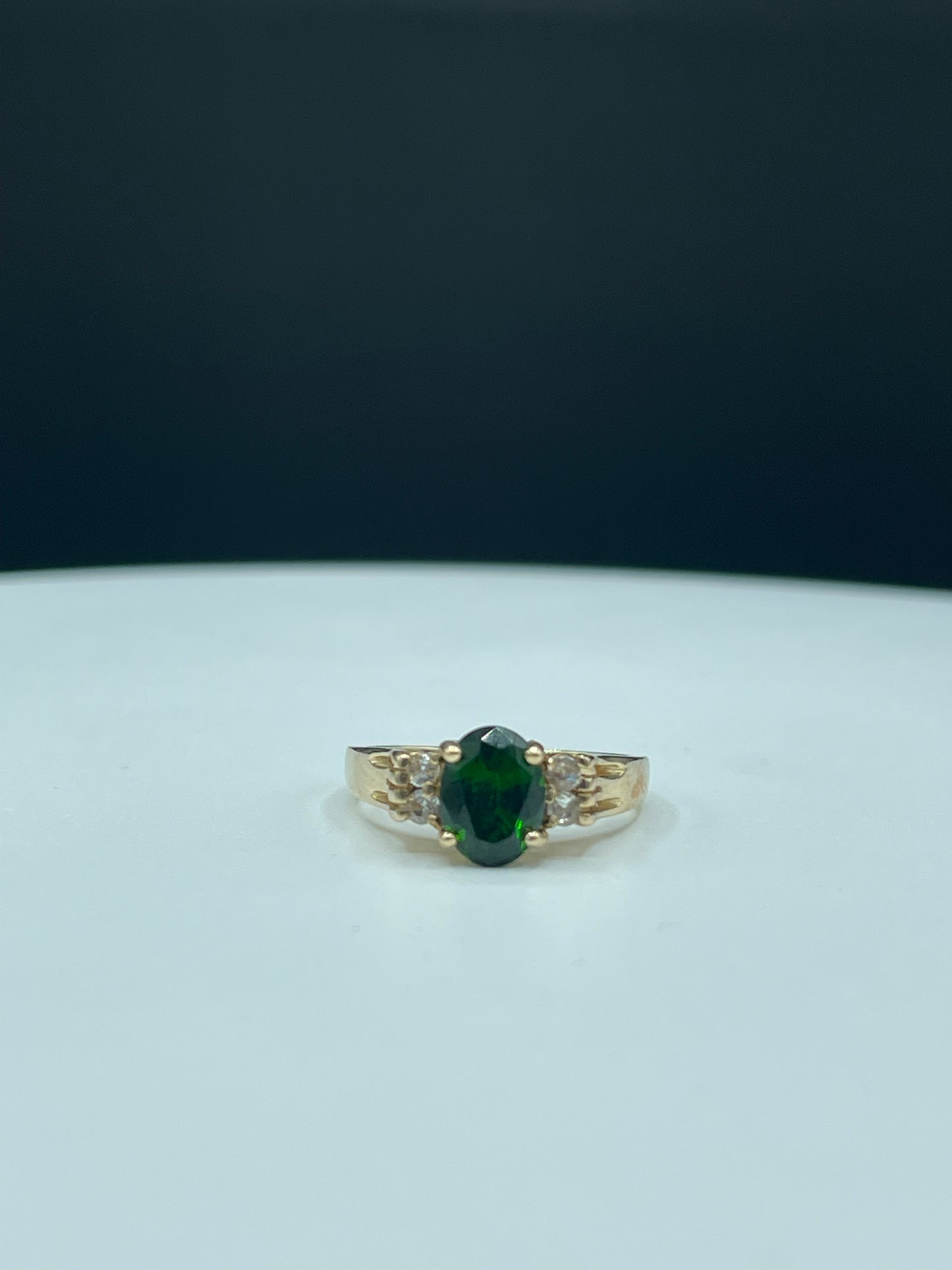 2.30 Carat Natural Chrome Diopside & Diamond 14k Yellow Gold Ring (Size 6.25)