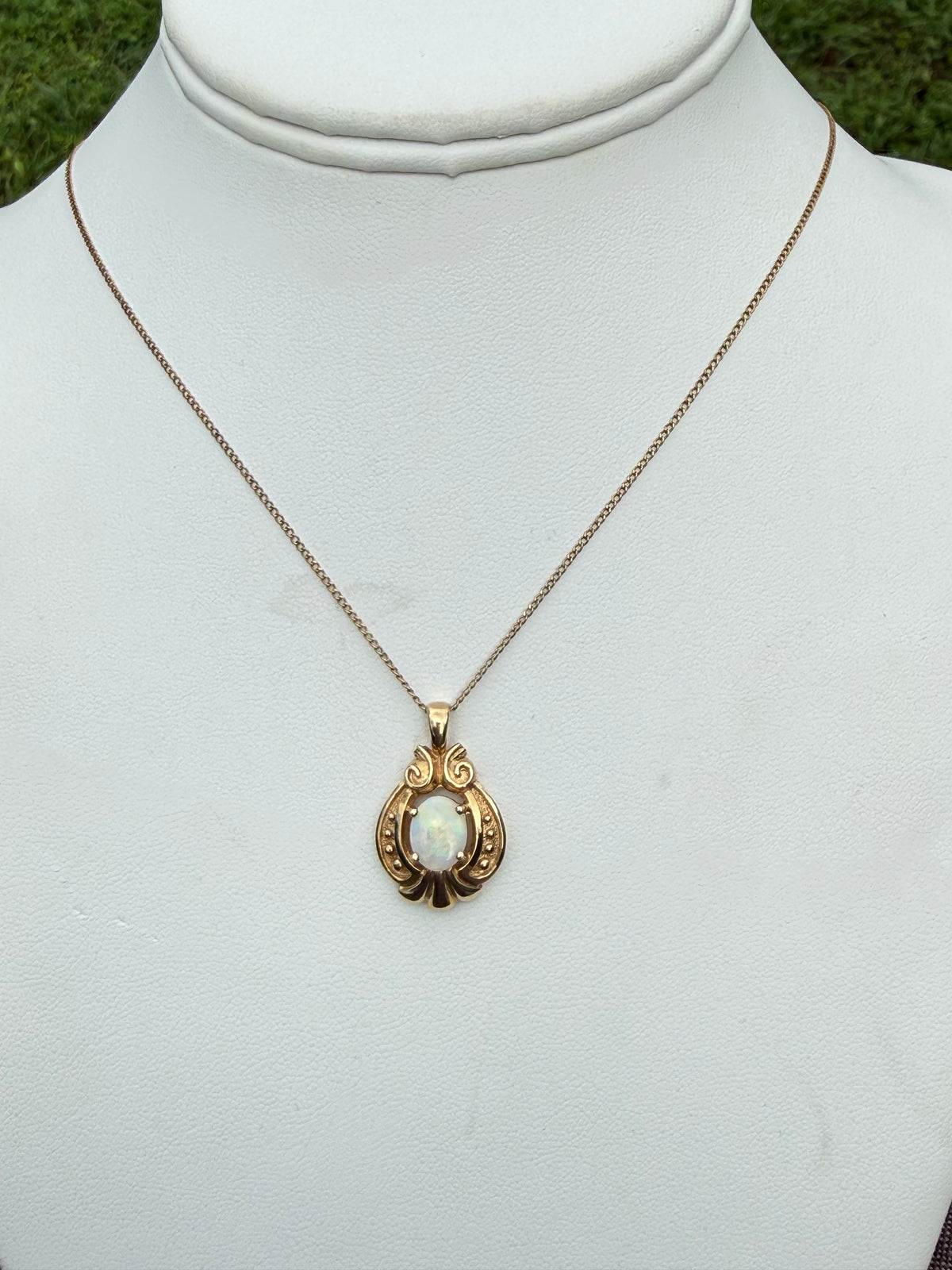Natural Australian Opal 14k Yellow Gold Pendant Necklace | 18”