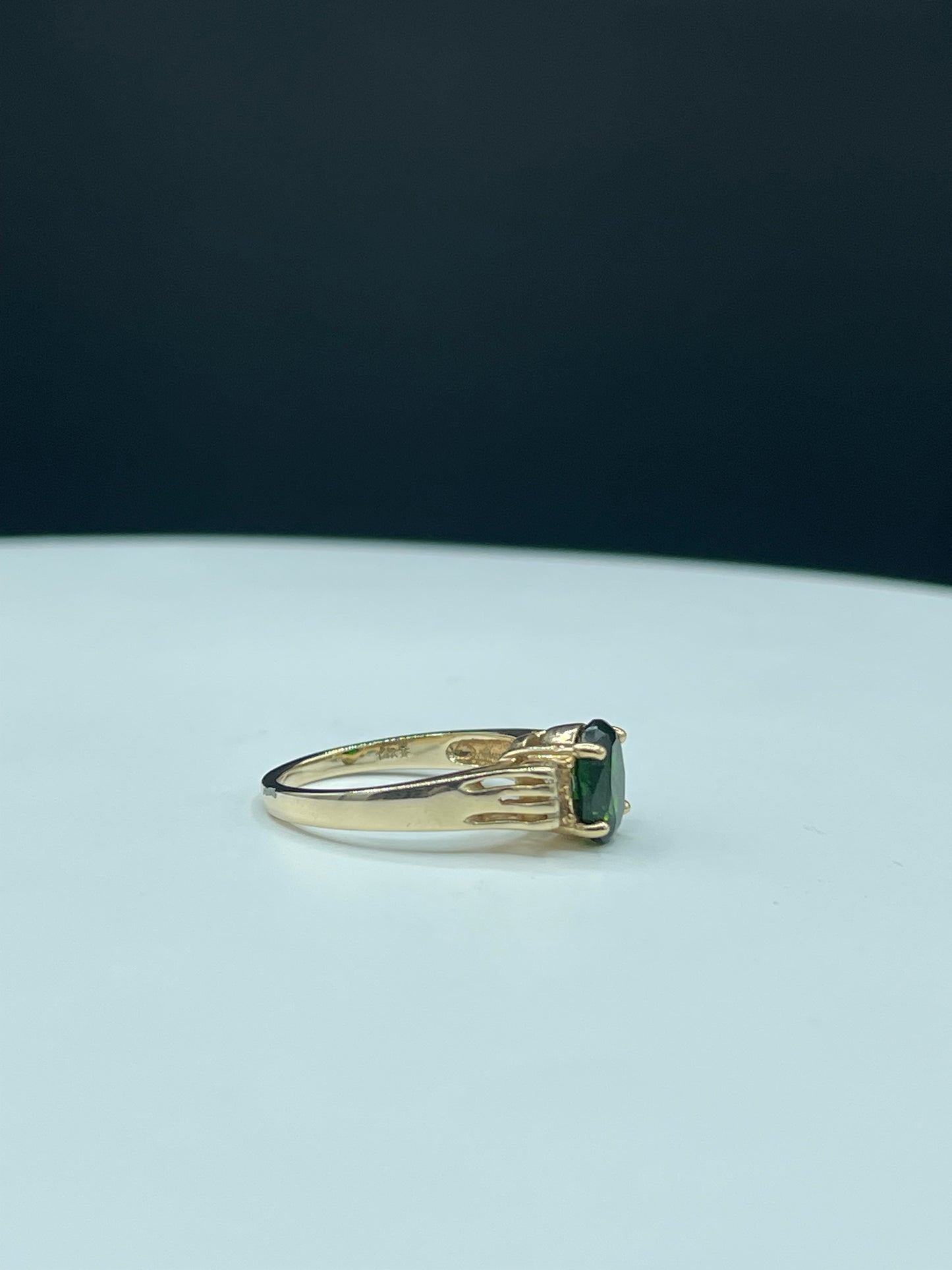2.30 Carat Natural Chrome Diopside & Diamond 14k Yellow Gold Ring (Size 6.25)