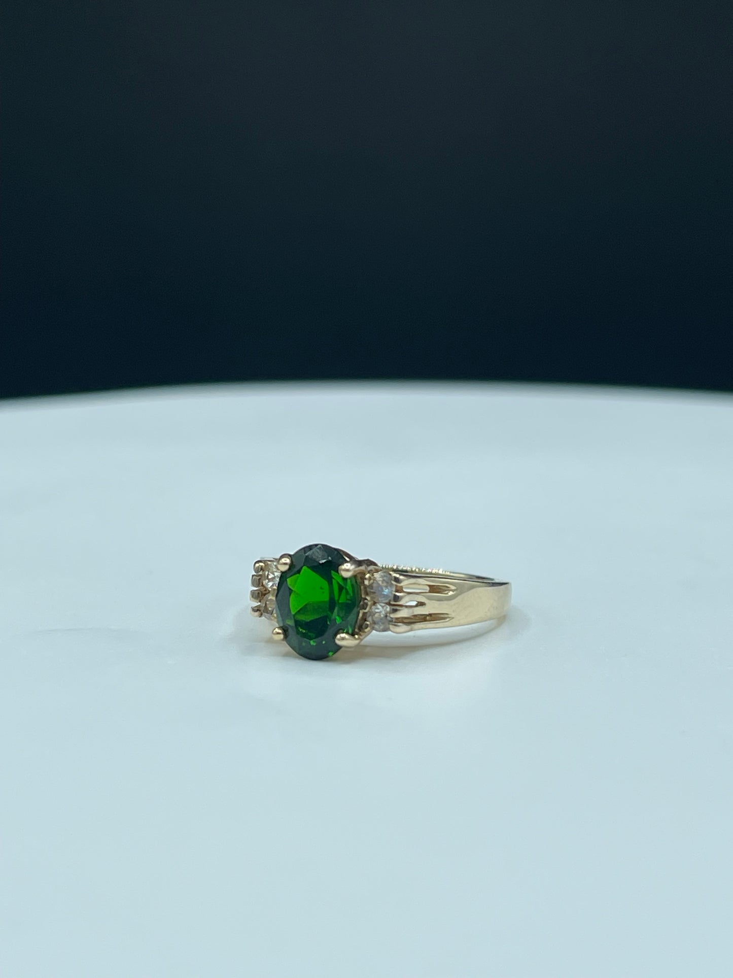 2.30 Carat Natural Chrome Diopside & Diamond 14k Yellow Gold Ring (Size 6.25)