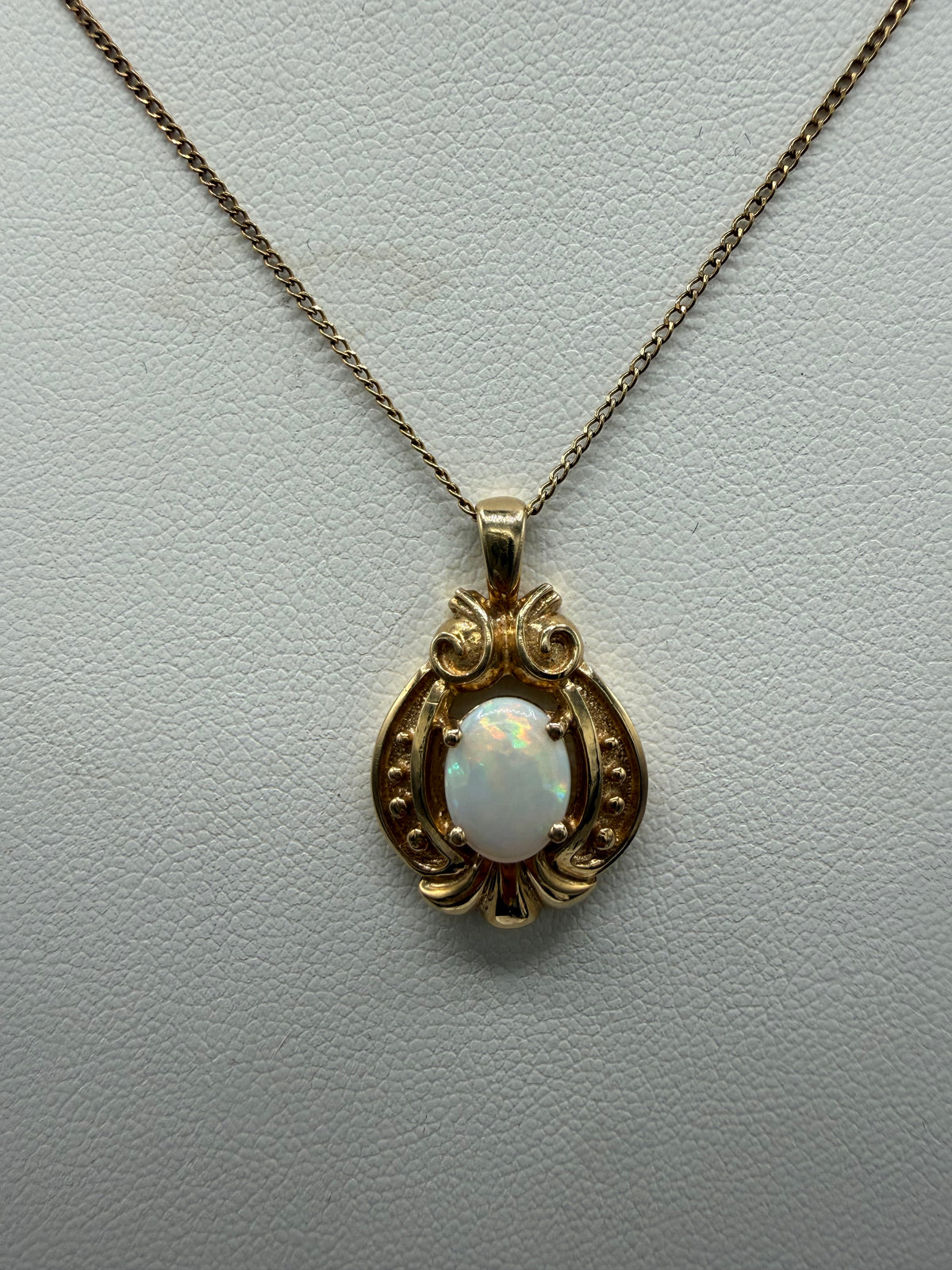 Natural Australian Opal 14k Yellow Gold Pendant Necklace | 18”