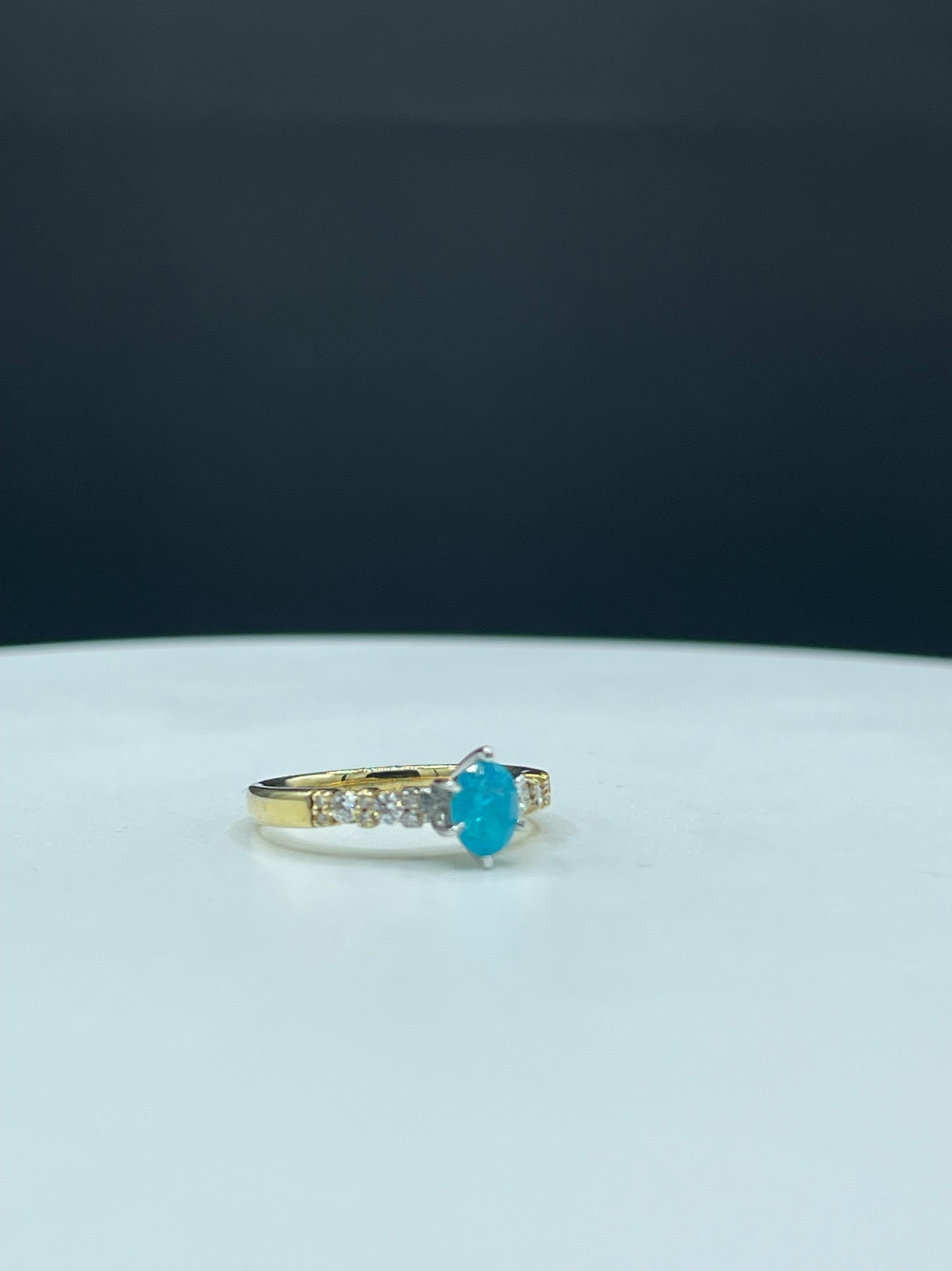 GIA Certified Natural Brazilian Paraiba Tourmaline & Diamond 14k Yellow Gold Ring (Size 7) | Vintage Ring