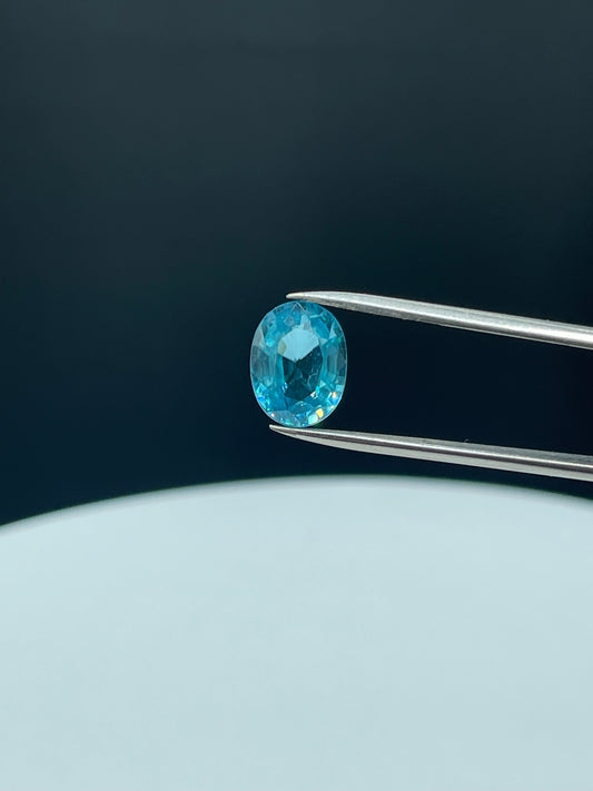7.65 Carat Natural Blue Zircon Oval Cut Loose Gemstone (12 x 9.1 x 5.9 MM)