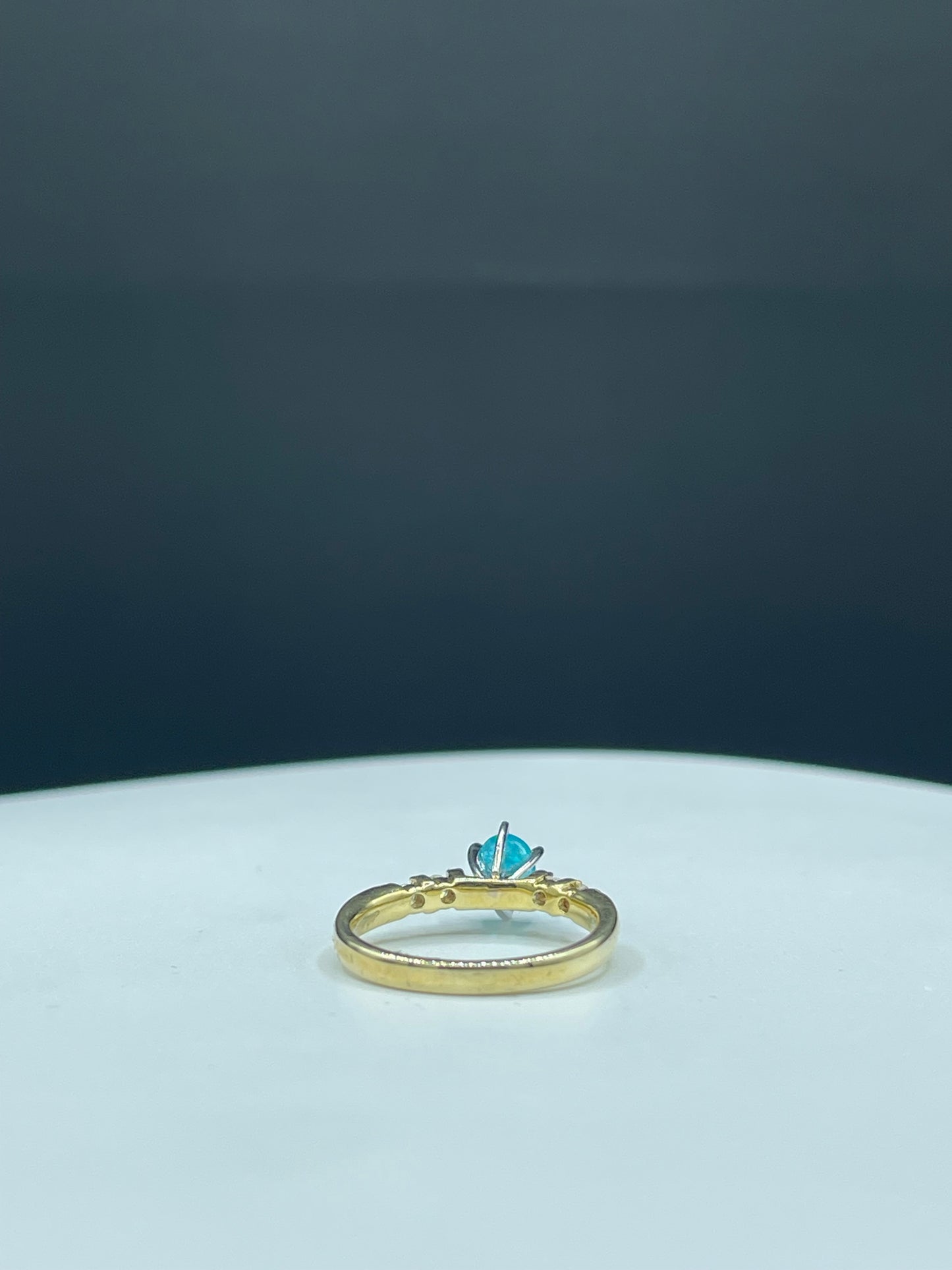 GIA Certified Natural Brazilian Paraiba Tourmaline & Diamond 14k Yellow Gold Ring (Size 7) | Vintage Ring