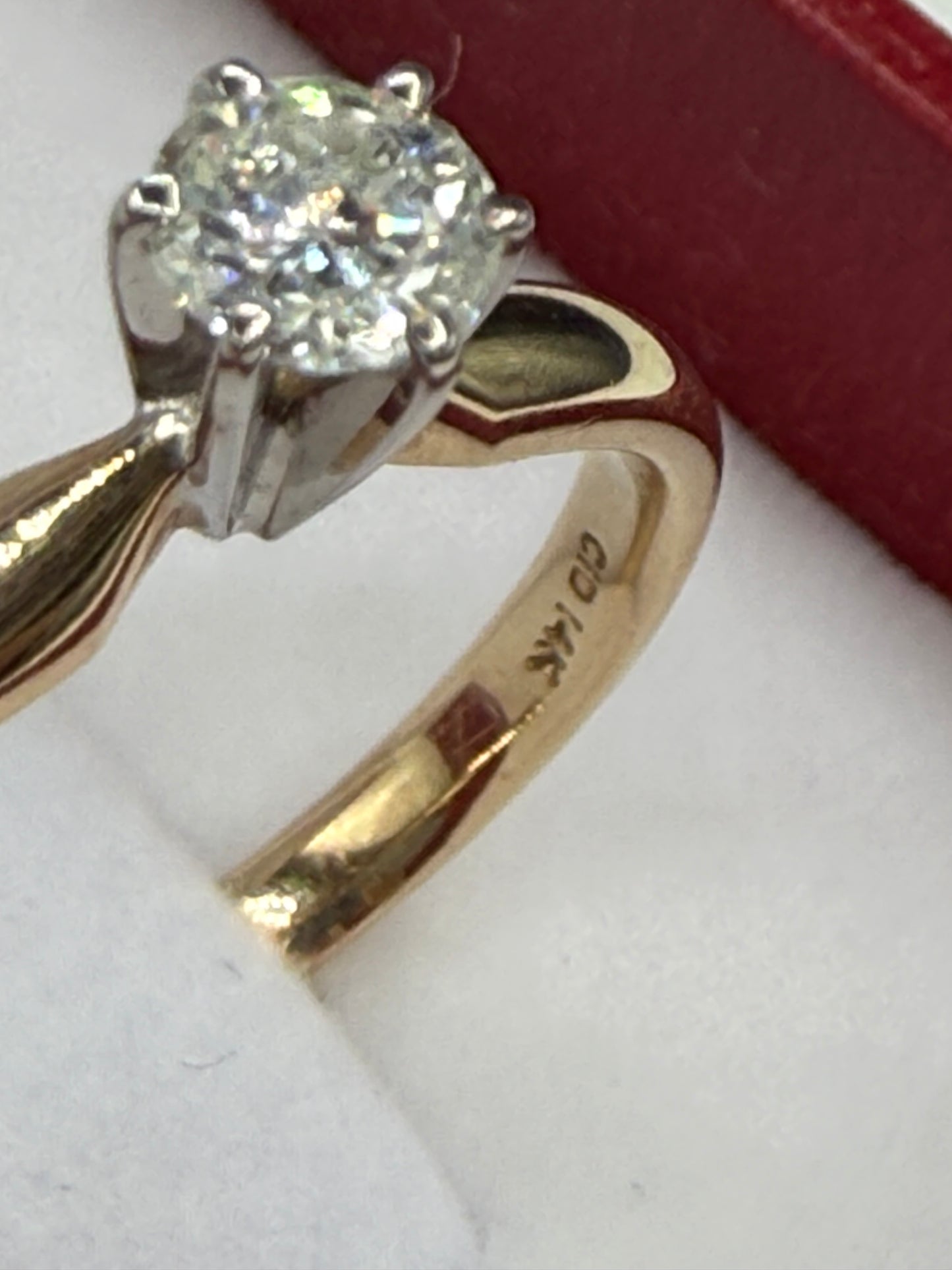 0.30ct Natural Diamond 14K Yellow & White Gold Solitaire Engagement Ring Size 7