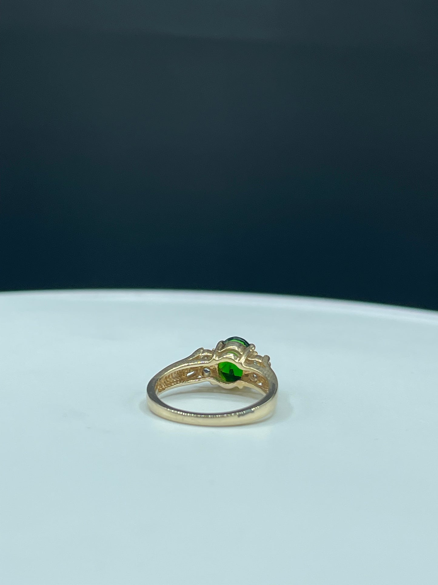2.30 Carat Natural Chrome Diopside & Diamond 14k Yellow Gold Ring (Size 6.25)