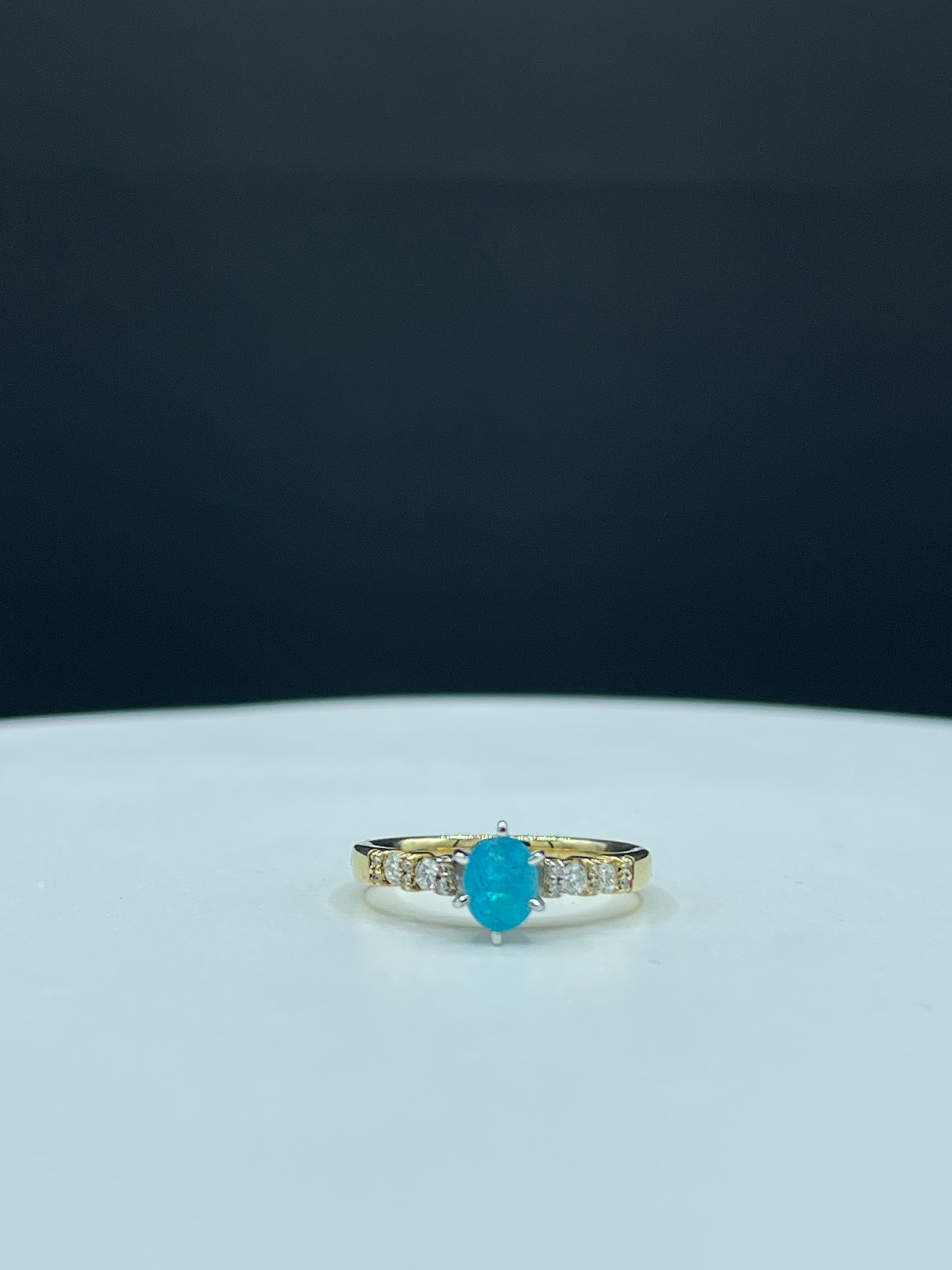 GIA Certified Natural Brazilian Paraiba Tourmaline & Diamond 14k Yellow Gold Ring (Size 7) | Vintage Ring