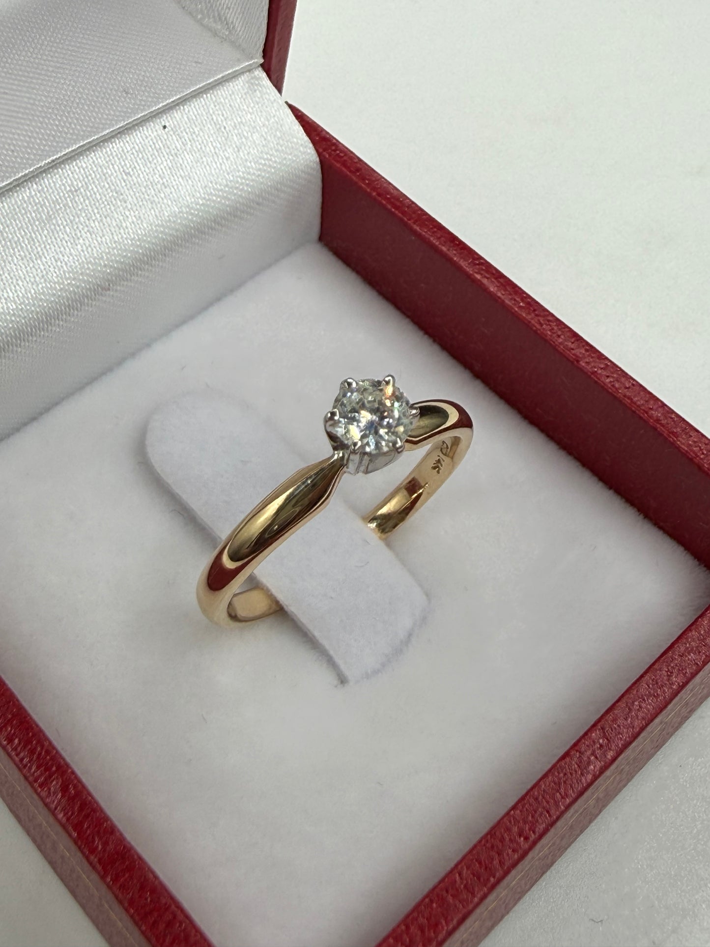 0.30ct Natural Diamond 14K Yellow & White Gold Solitaire Engagement Ring Size 7