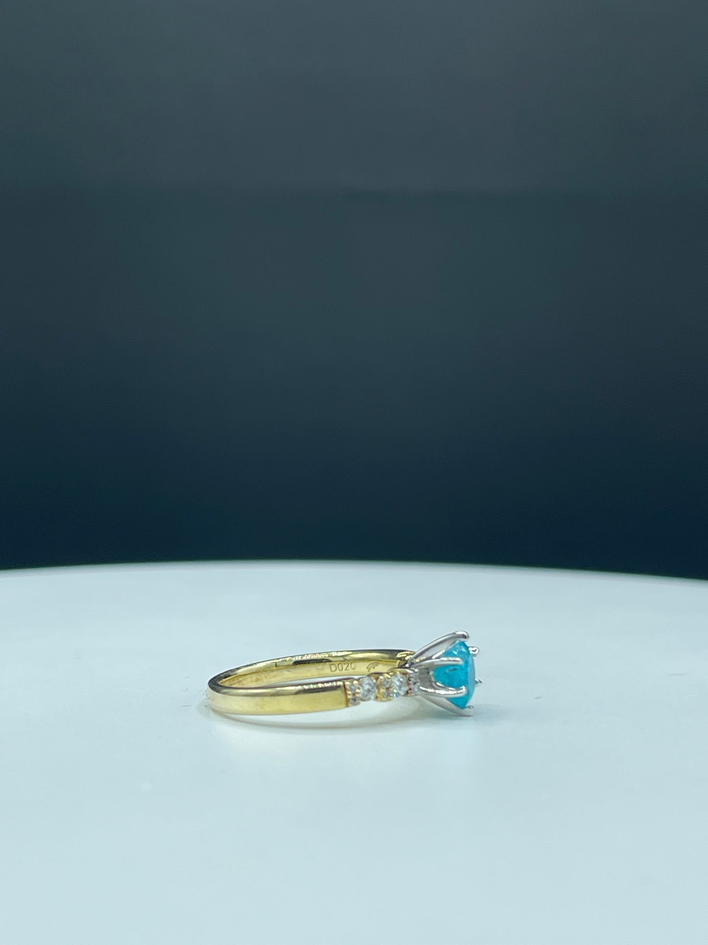 GIA Certified Natural Brazilian Paraiba Tourmaline & Diamond 14k Yellow Gold Ring (Size 7) | Vintage Ring