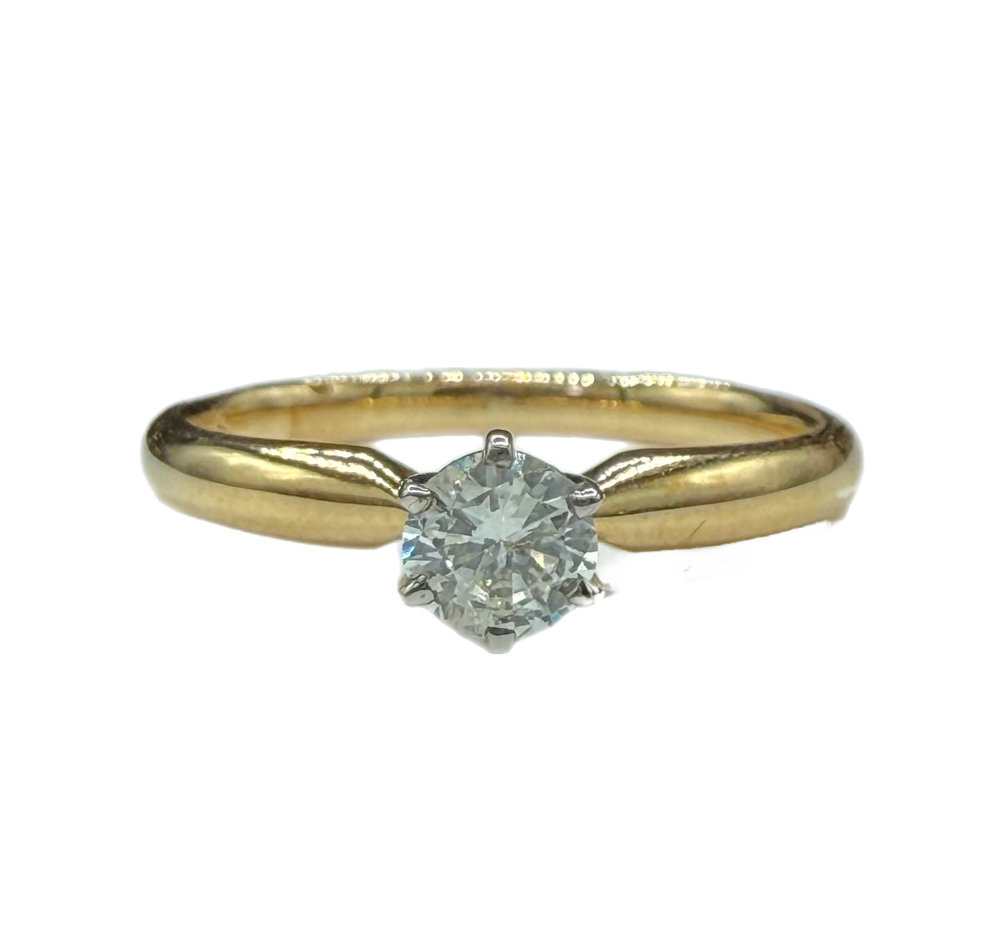 0.30ct Natural Diamond 14K Yellow & White Gold Solitaire Engagement Ring Size 7