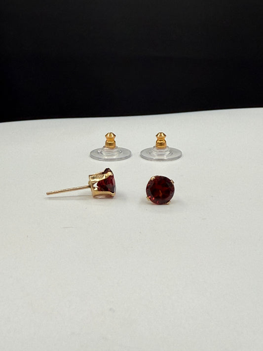 Natural Garnet 14K Yellow Gold Earrings