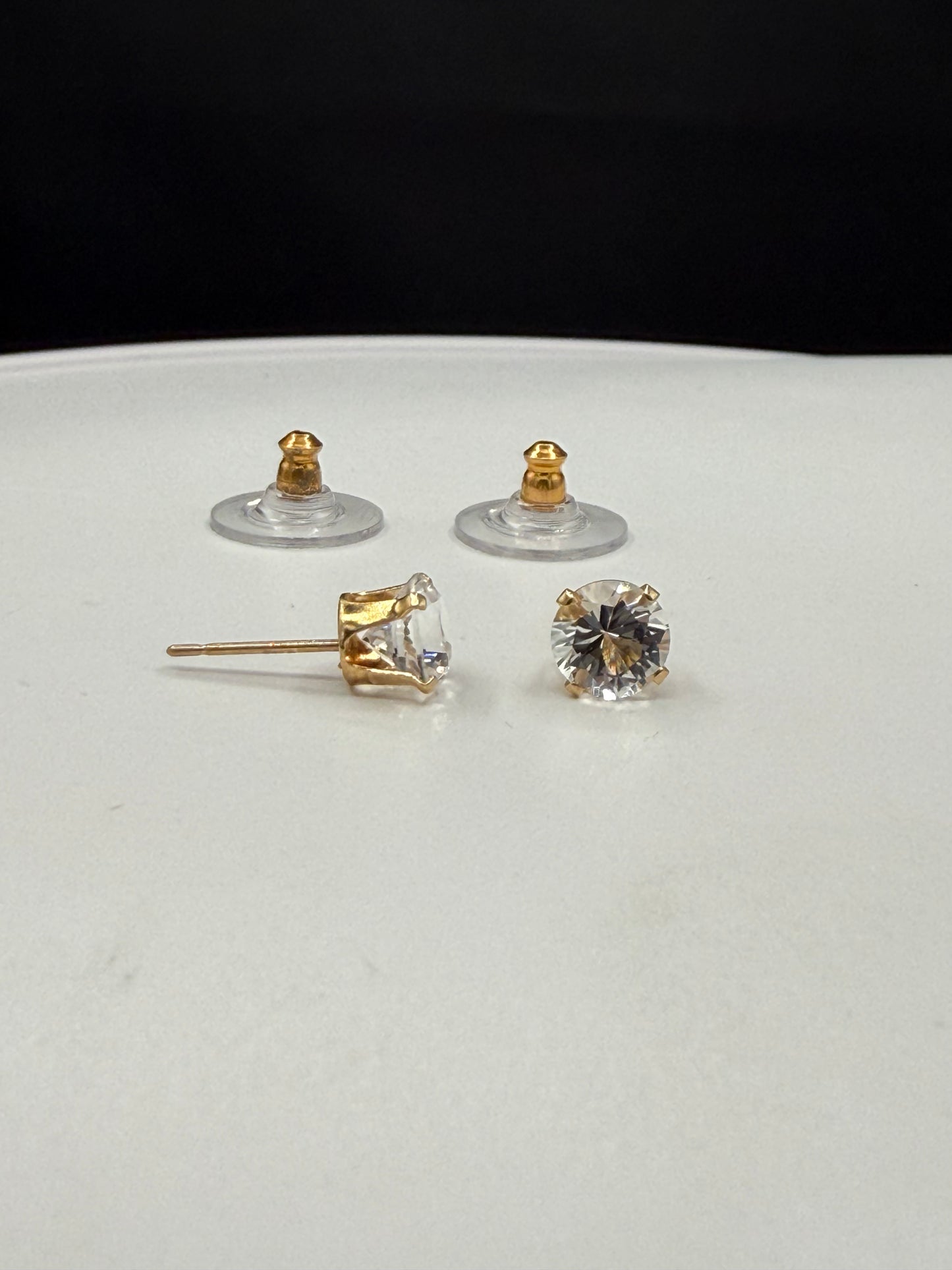 Natural White Topaz 14K Yellow Gold Stud Earrings