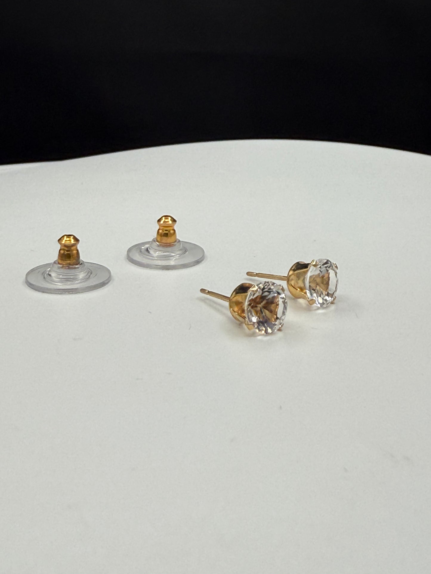 Natural White Topaz 14K Yellow Gold Stud Earrings