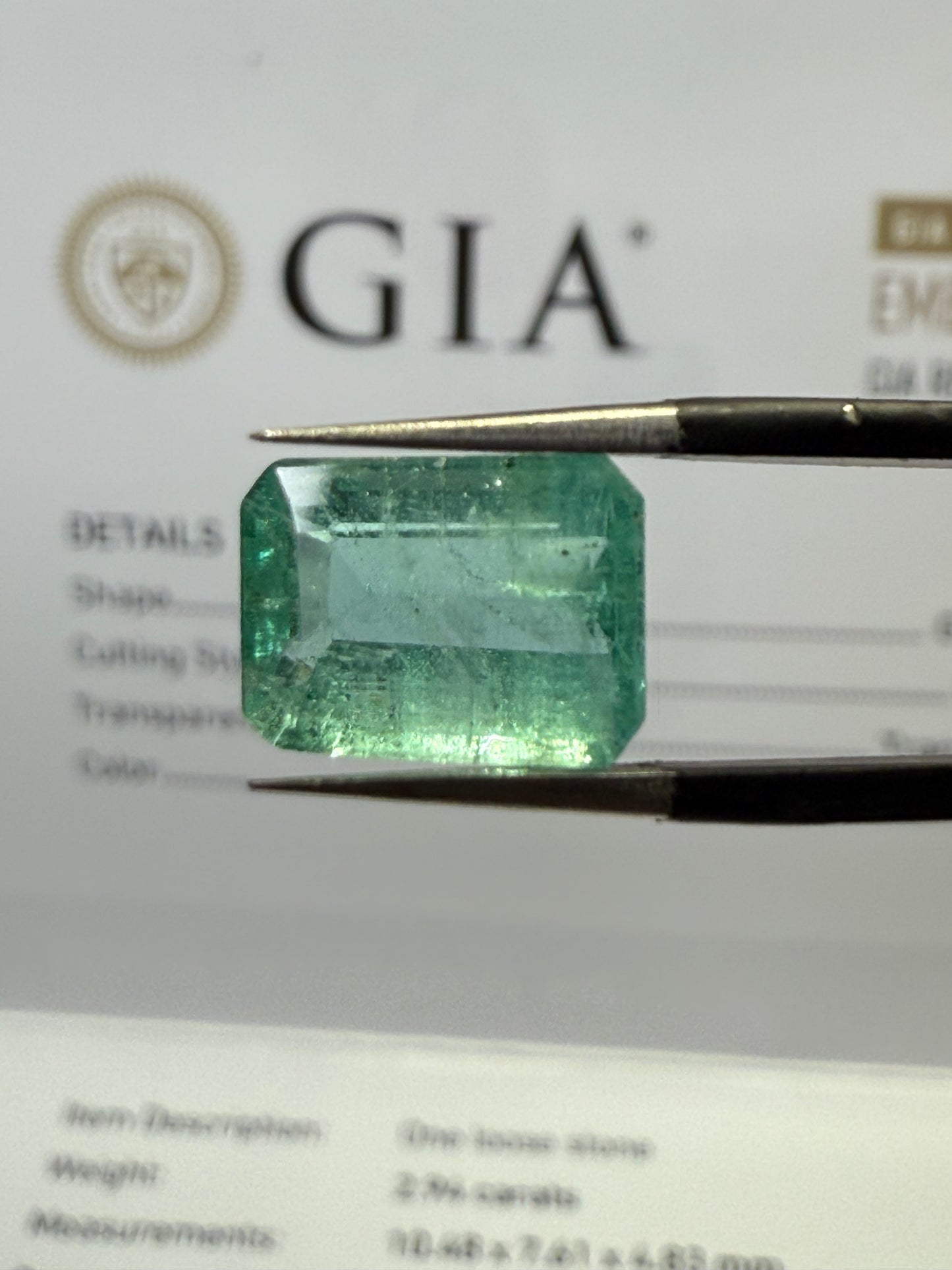 GIA Certified 2.94 Carat Natural Emerald – Step Cut Octagonal Loose Gemstone