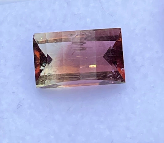 4.97 Carat Natural Bi Color Tourmaline Turtle Back Custom Cut Gemstone, Nigeria Origin - Unique Pink & Yellow with Green Flashes