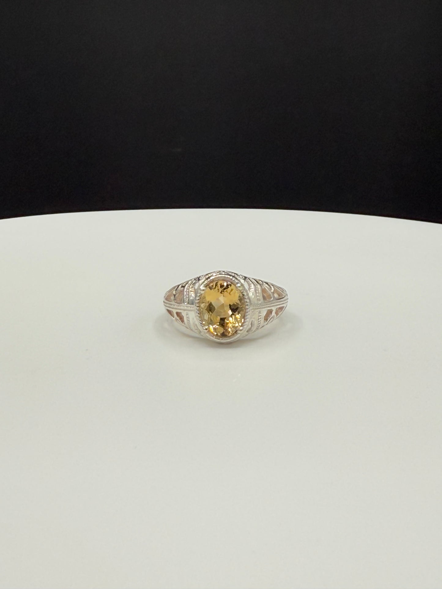 Natural Golden Beryl Sterling Silver Ring Size 7