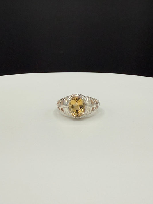 Natural Golden Beryl Sterling Silver Ring Size 7