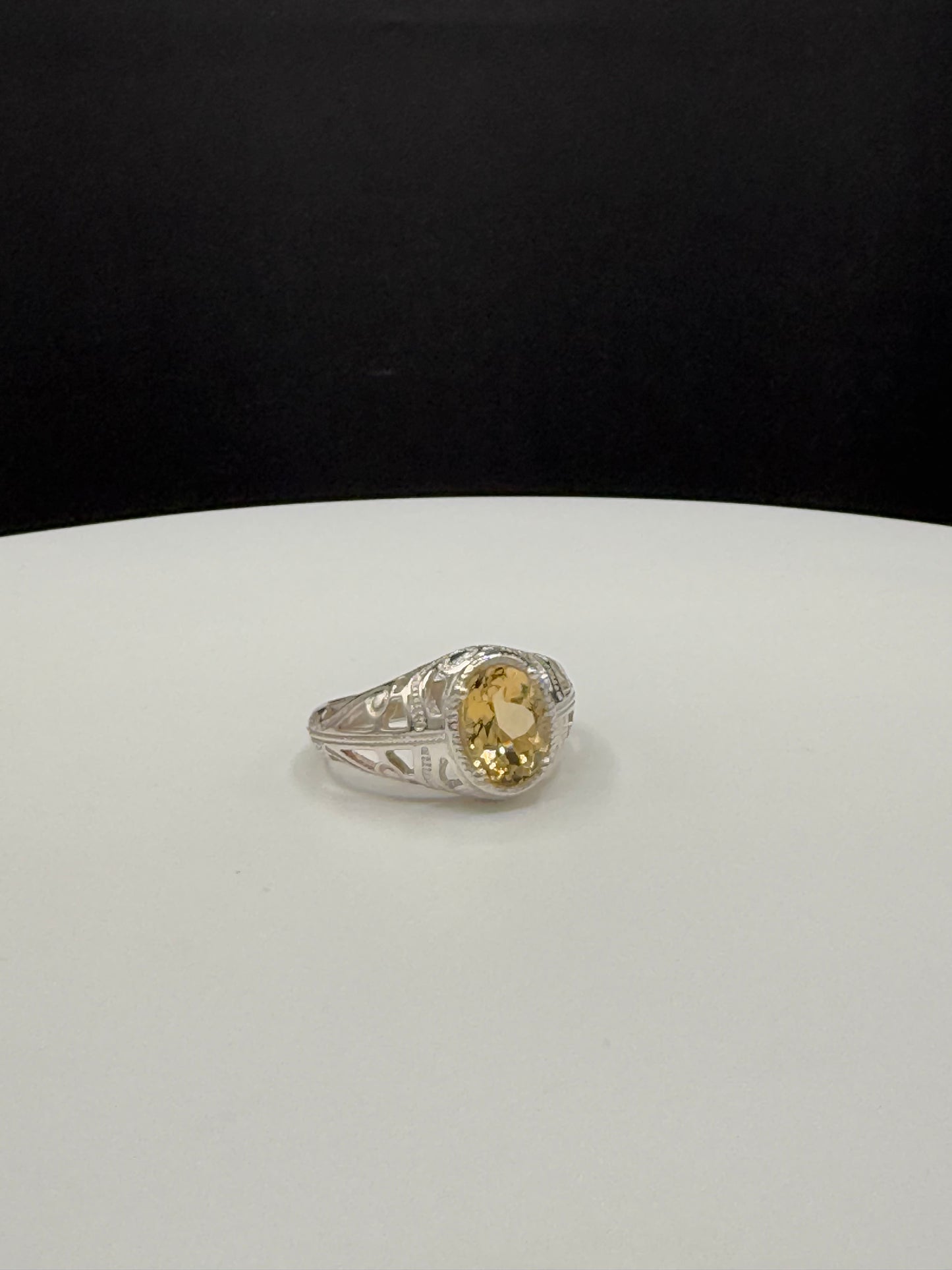 Natural Golden Beryl Sterling Silver Ring Size 7