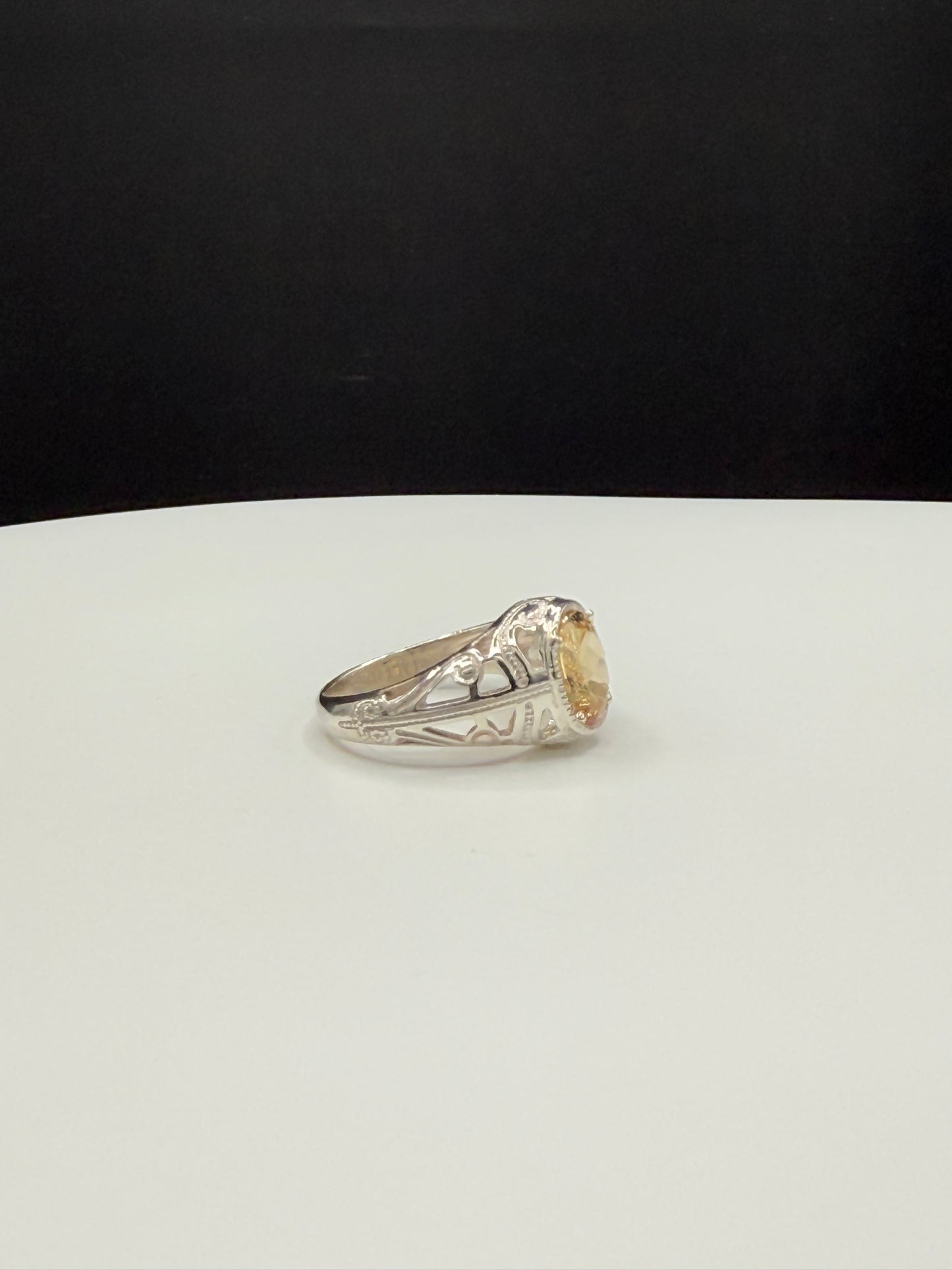Natural Golden Beryl Sterling Silver Ring Size 7