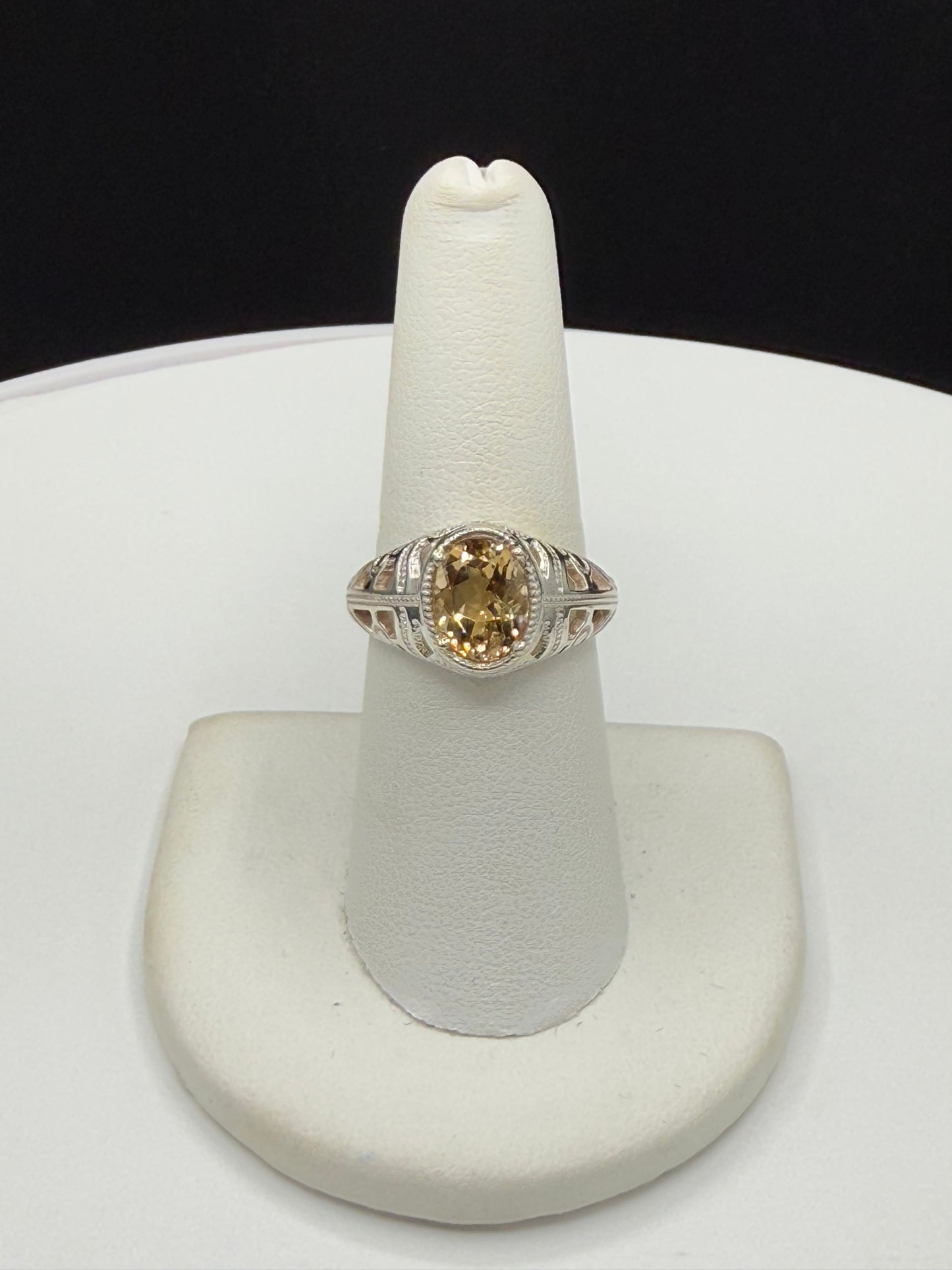 Natural Golden Beryl Sterling Silver Ring Size 7