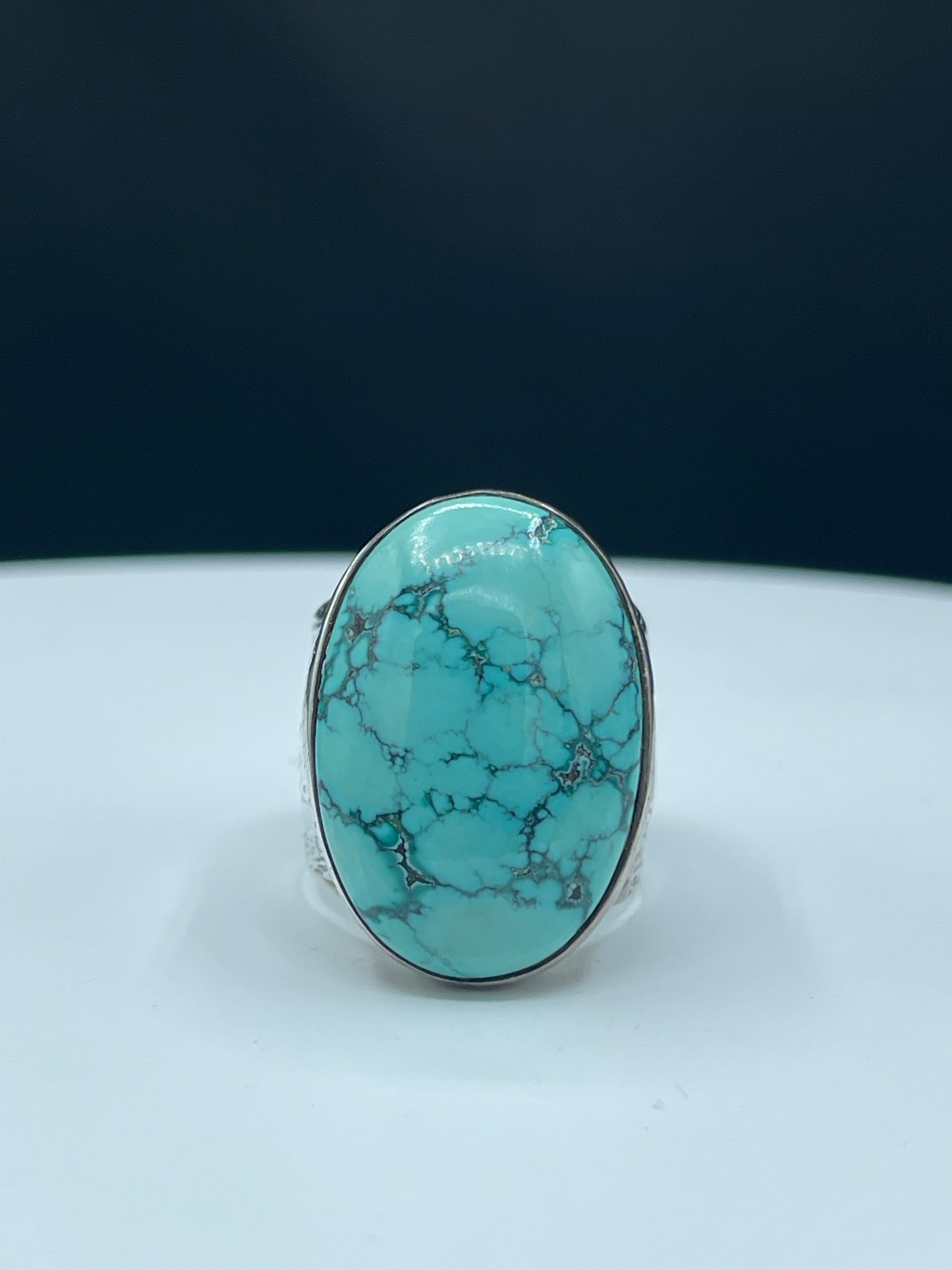 Natural Turquoise Sterling Silver Men’s Ring (Size 10)
