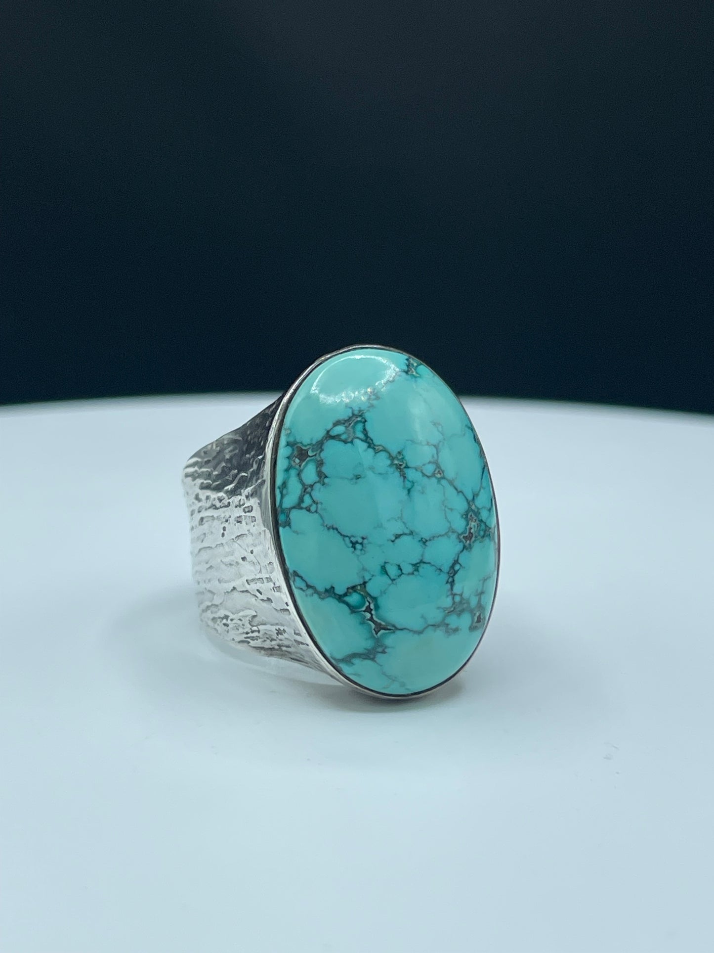 Natural Turquoise Sterling Silver Men’s Ring (Size 10)