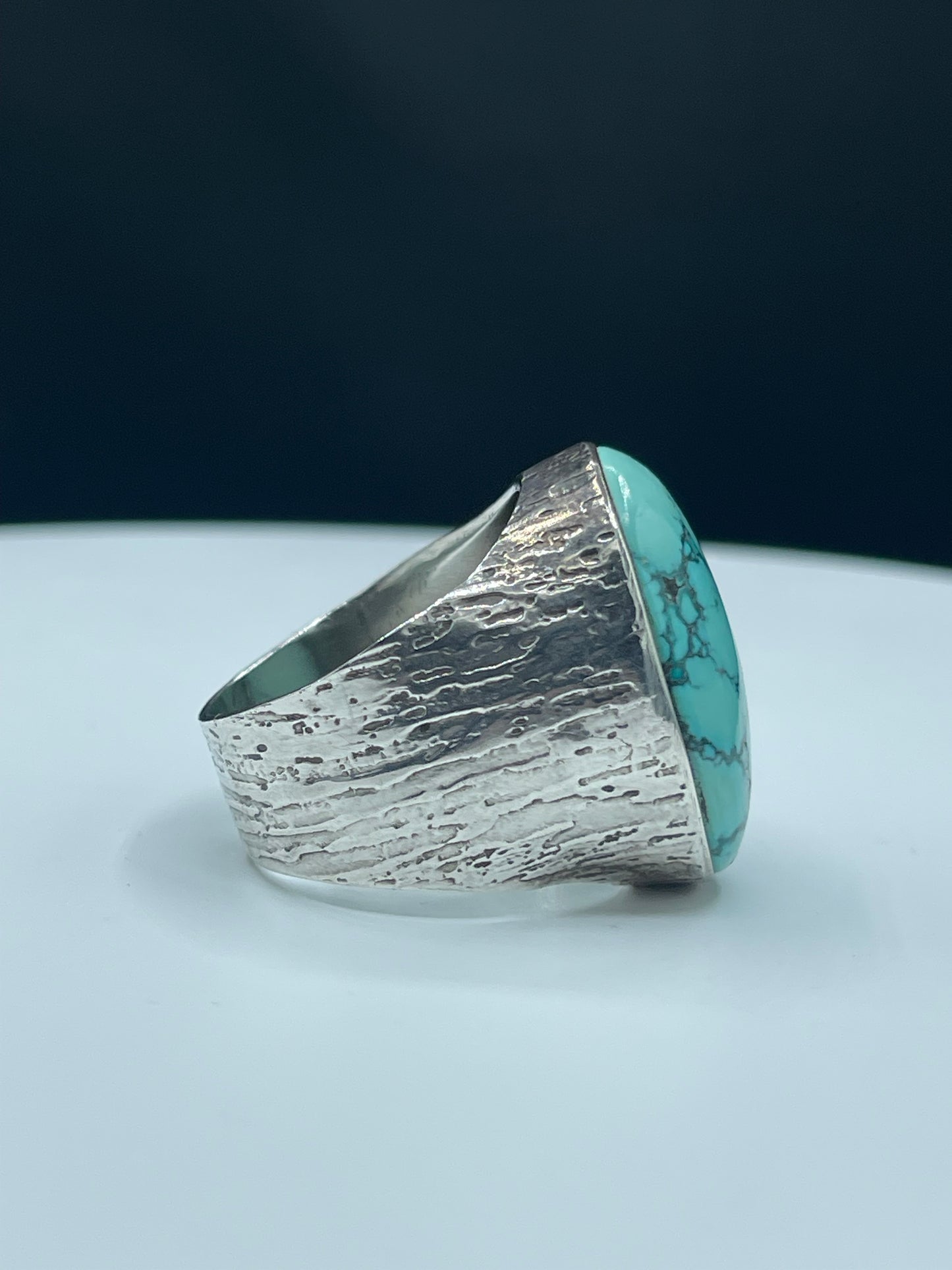 Natural Turquoise Sterling Silver Men’s Ring (Size 10)