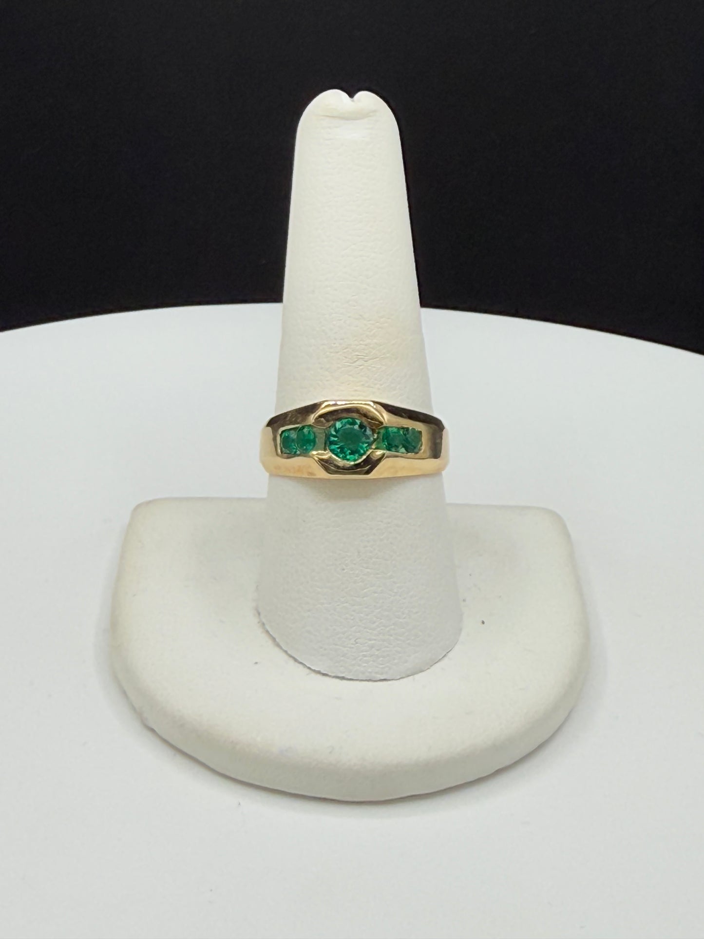 Natural Emerald 14k Yellow Gold Signet Ring (Size 9)