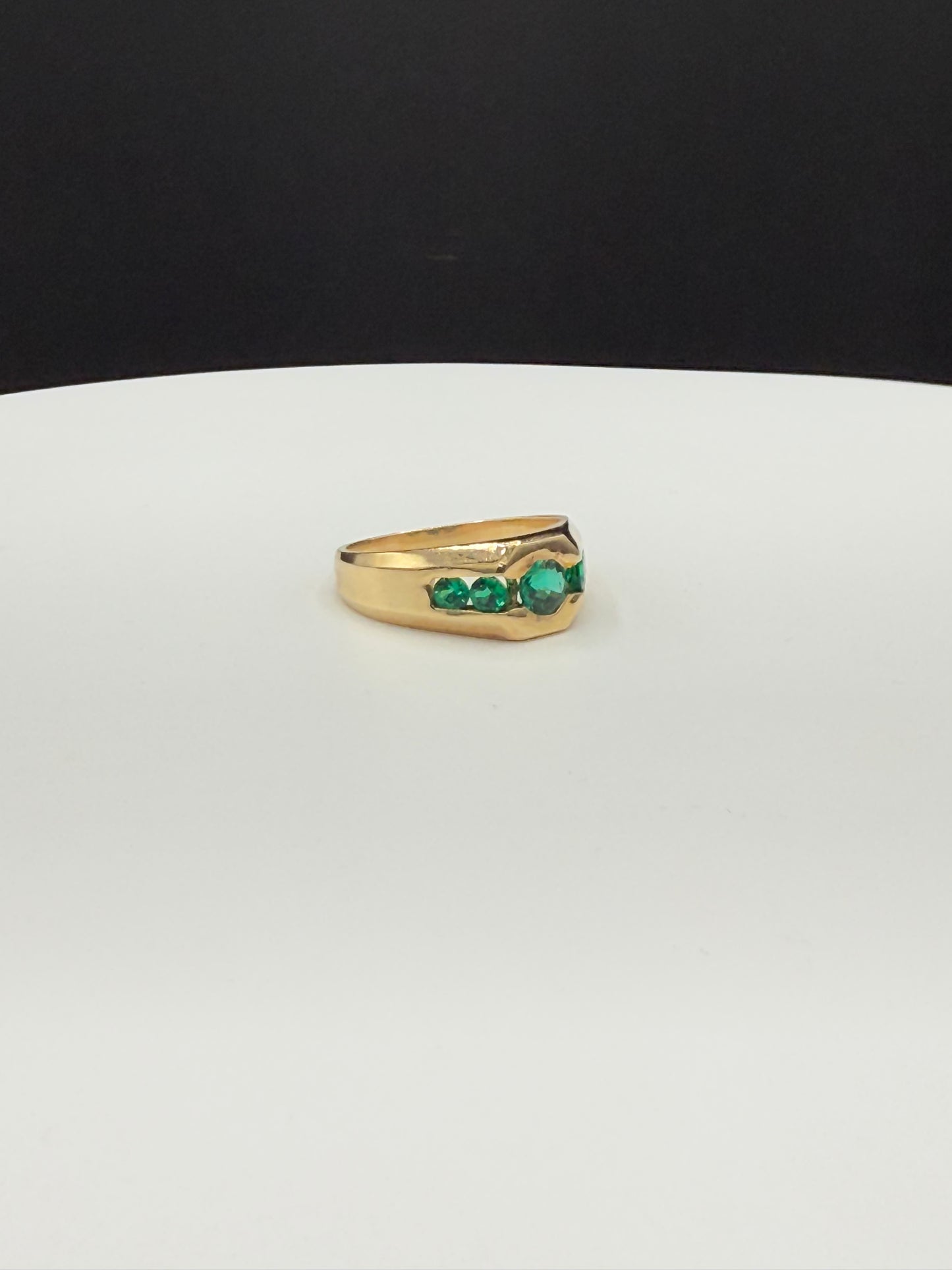 Natural Emerald 14k Yellow Gold Signet Ring (Size 9)