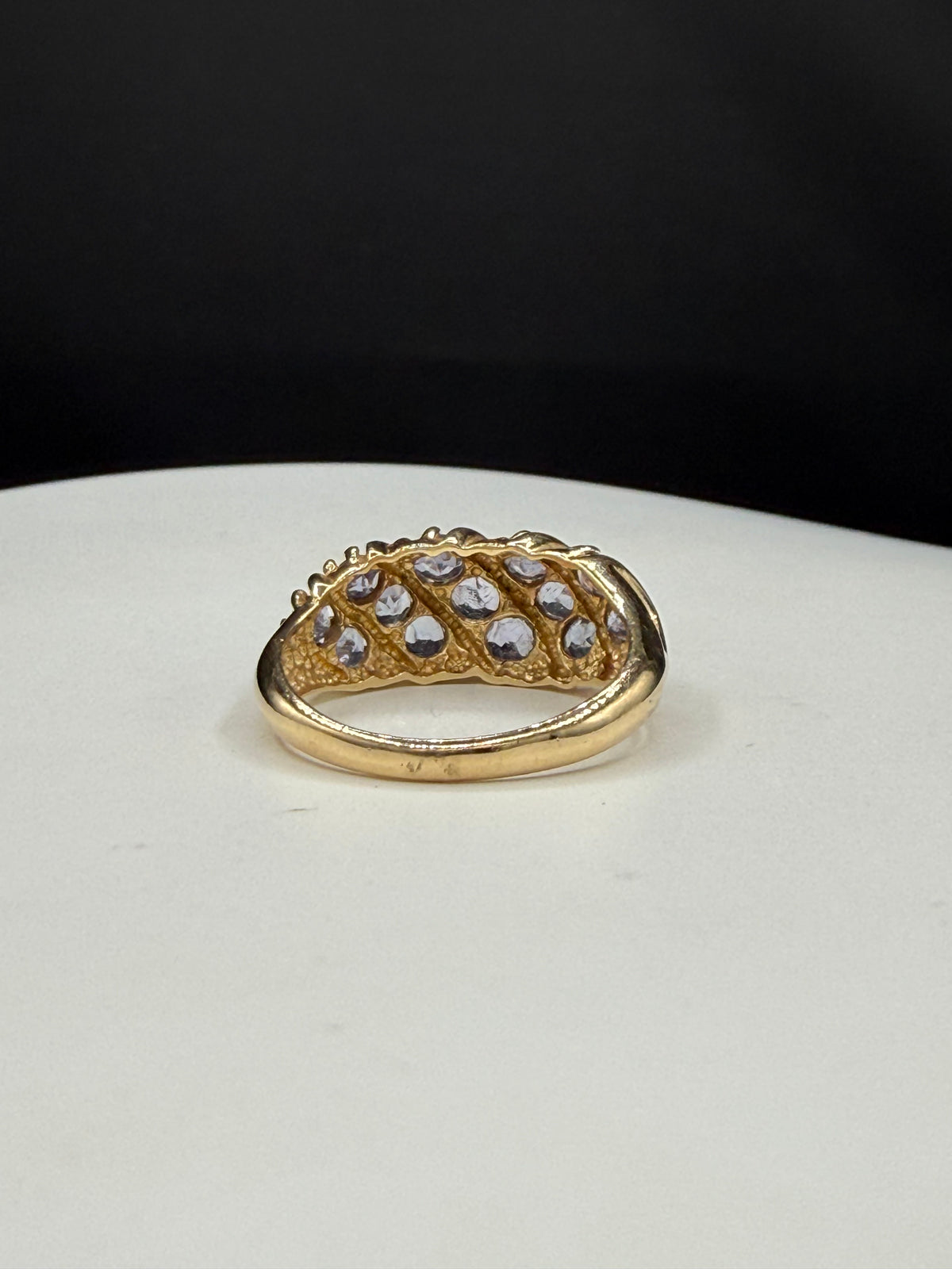Vintage 1.50 Carat Natural Tanzanite 14k Yellow Gold Cluster Ring (Size 8.25)