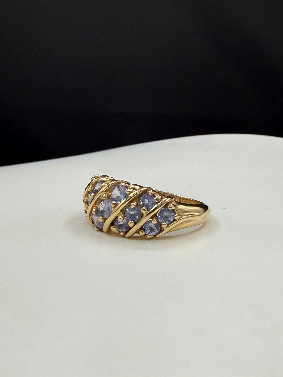 Vintage 1.50 Carat Natural Tanzanite 14k Yellow Gold Cluster Ring (Size 8.25)