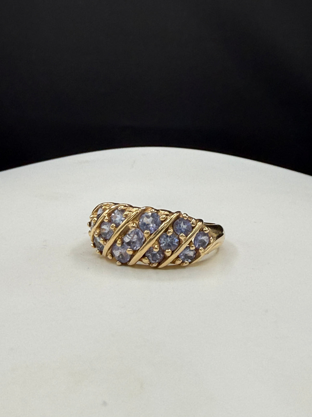 Vintage 1.50 Carat Natural Tanzanite 14k Yellow Gold Cluster Ring (Size 8.25)