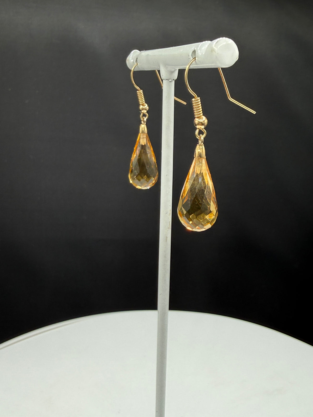 Natural Citrine Briolette 14k Yellow Gold Wire Wrapped Dangle Earrings | 1.45"