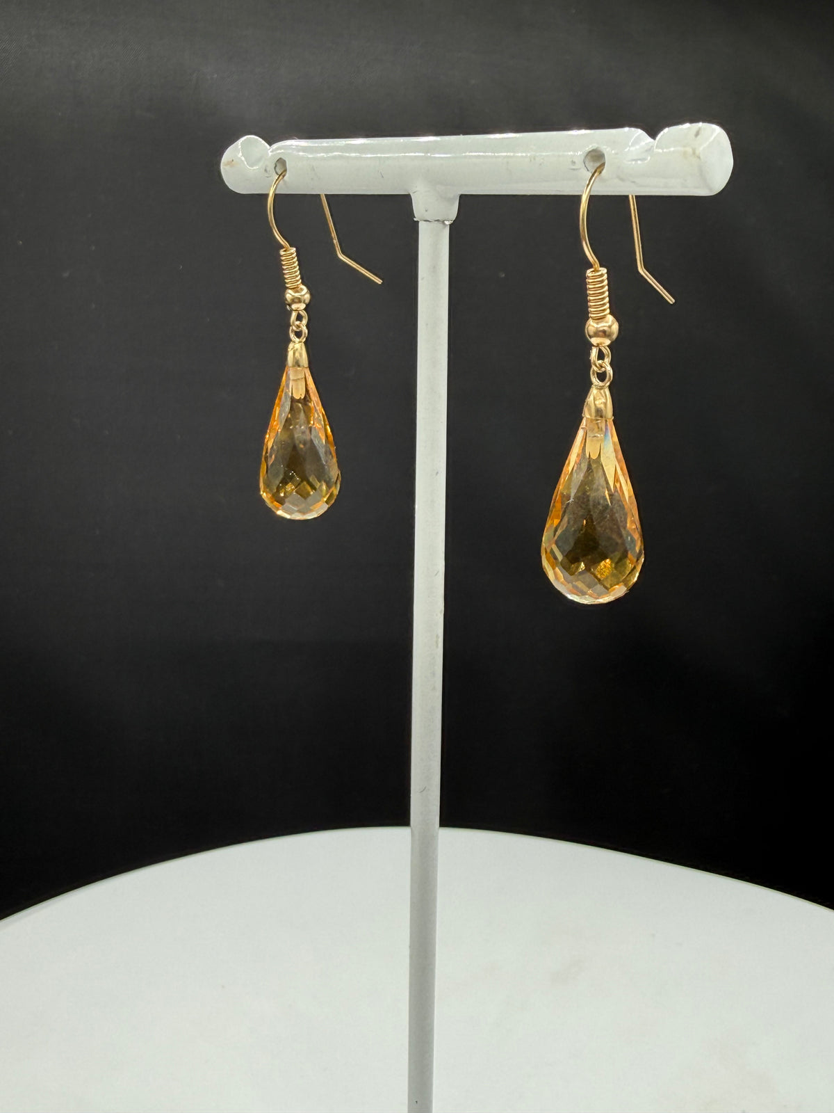 Natural Citrine Briolette 14k Yellow Gold Wire Wrapped Dangle Earrings | 1.45"