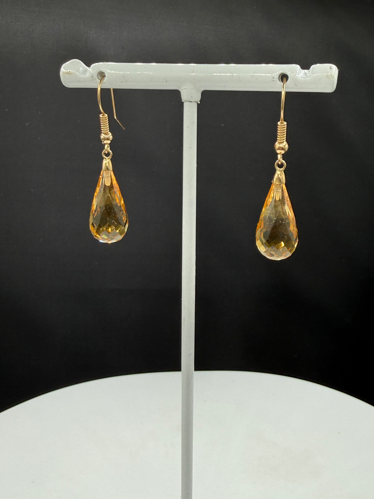 Natural Citrine Briolette 14k Yellow Gold Wire Wrapped Dangle Earrings | 1.45"