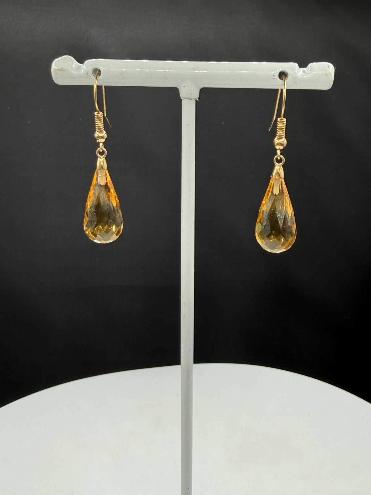 Natural Citrine Briolette 14k Yellow Gold Wire Wrapped Dangle Earrings | 1.45"