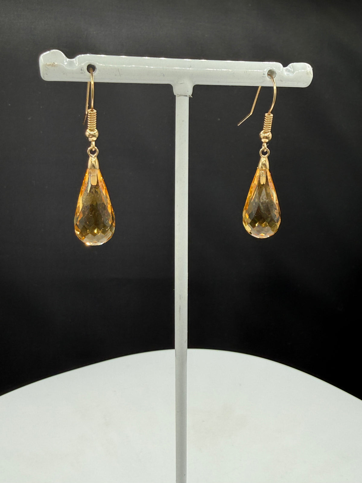 Natural Citrine Briolette 14k Yellow Gold Wire Wrapped Dangle Earrings | 1.45"
