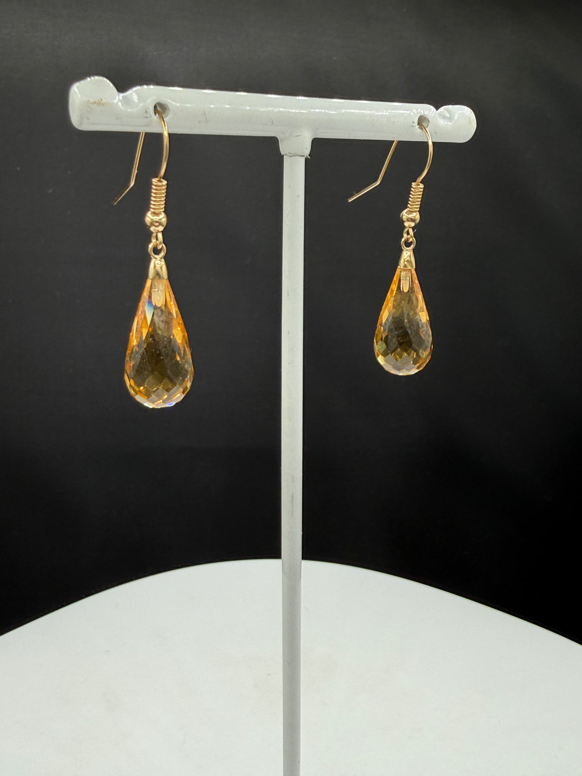 Natural Citrine Briolette 14k Yellow Gold Wire Wrapped Dangle Earrings | 1.45"
