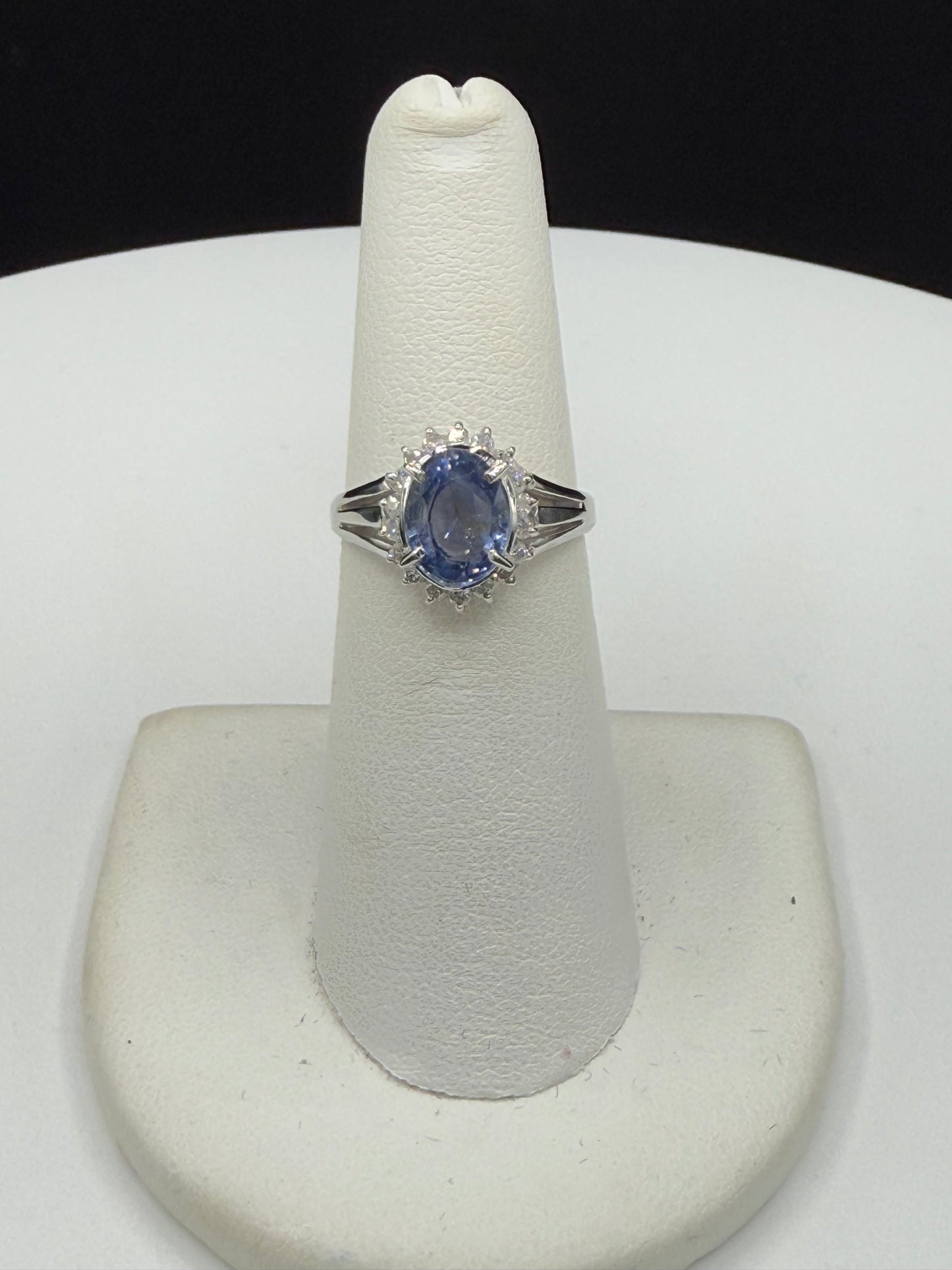 Natural Untreated 2.53ct Light Cornflower Blue Ceylon Sapphire & Diamond Platinum Ring (Size 5.75)